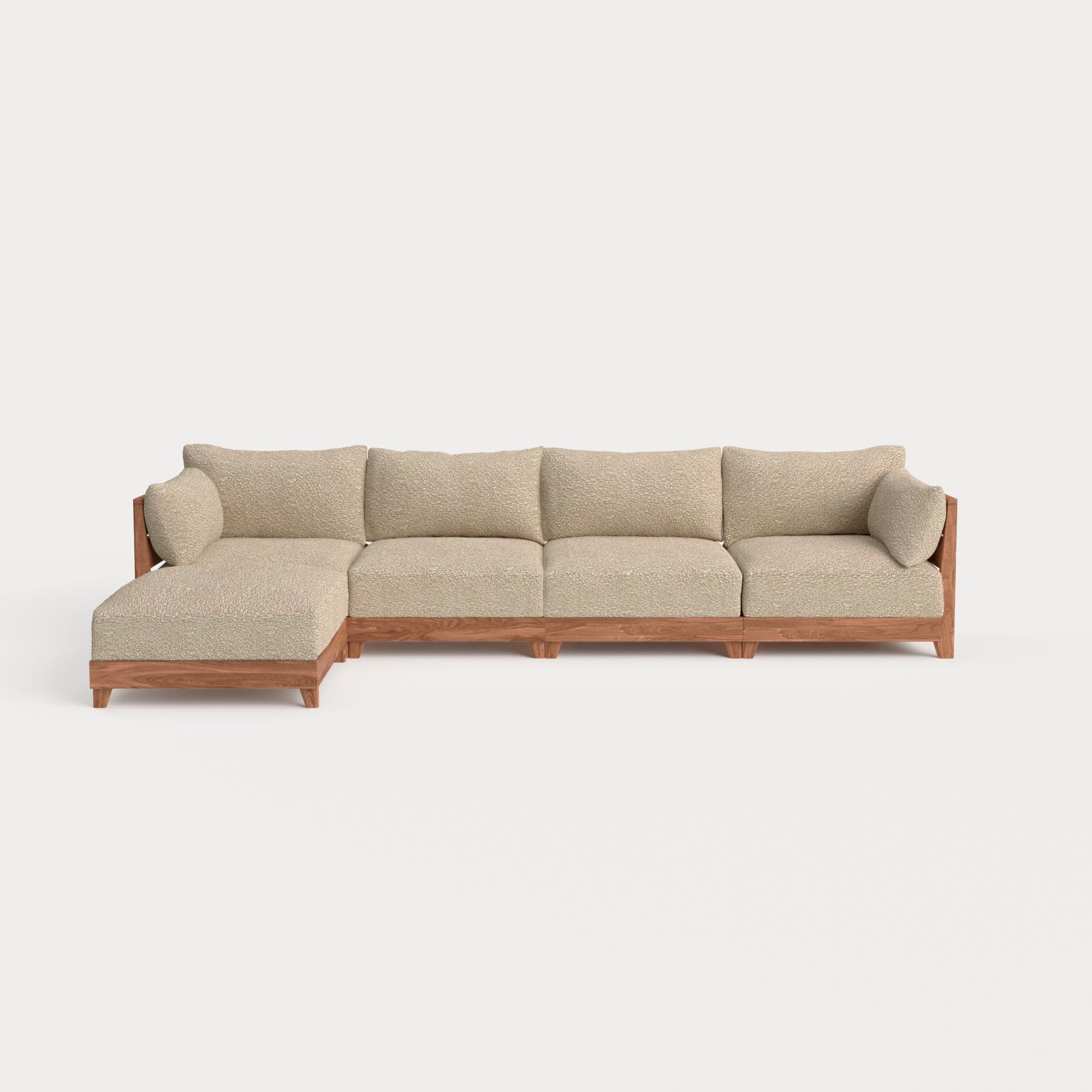 Modular Teak Outdoor 4-Seater Sofa Sectional | Alfresco Boucle in Cashew