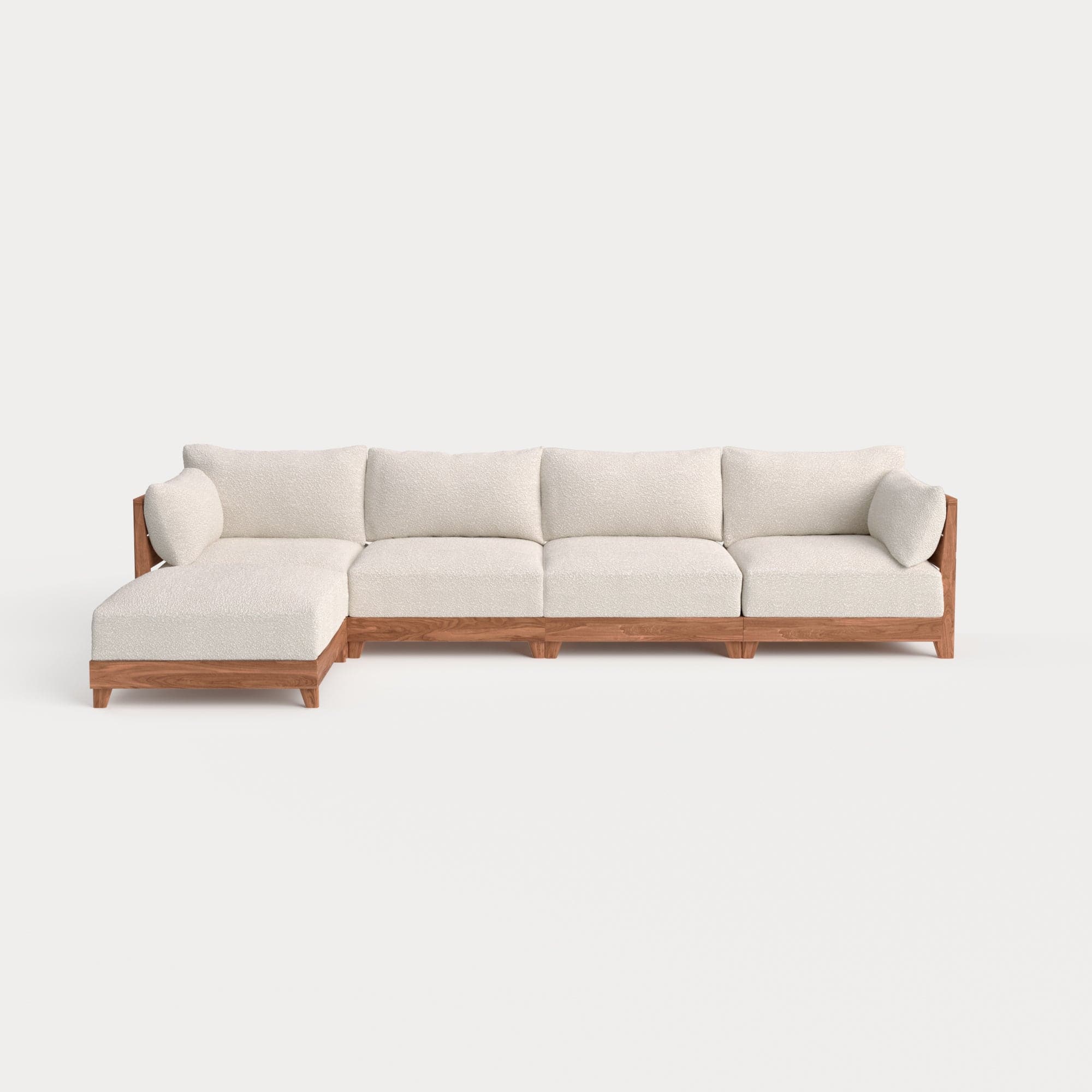 Modular Teak Outdoor 4-Seater Sofa Sectional | Alfresco Boucle in Creme