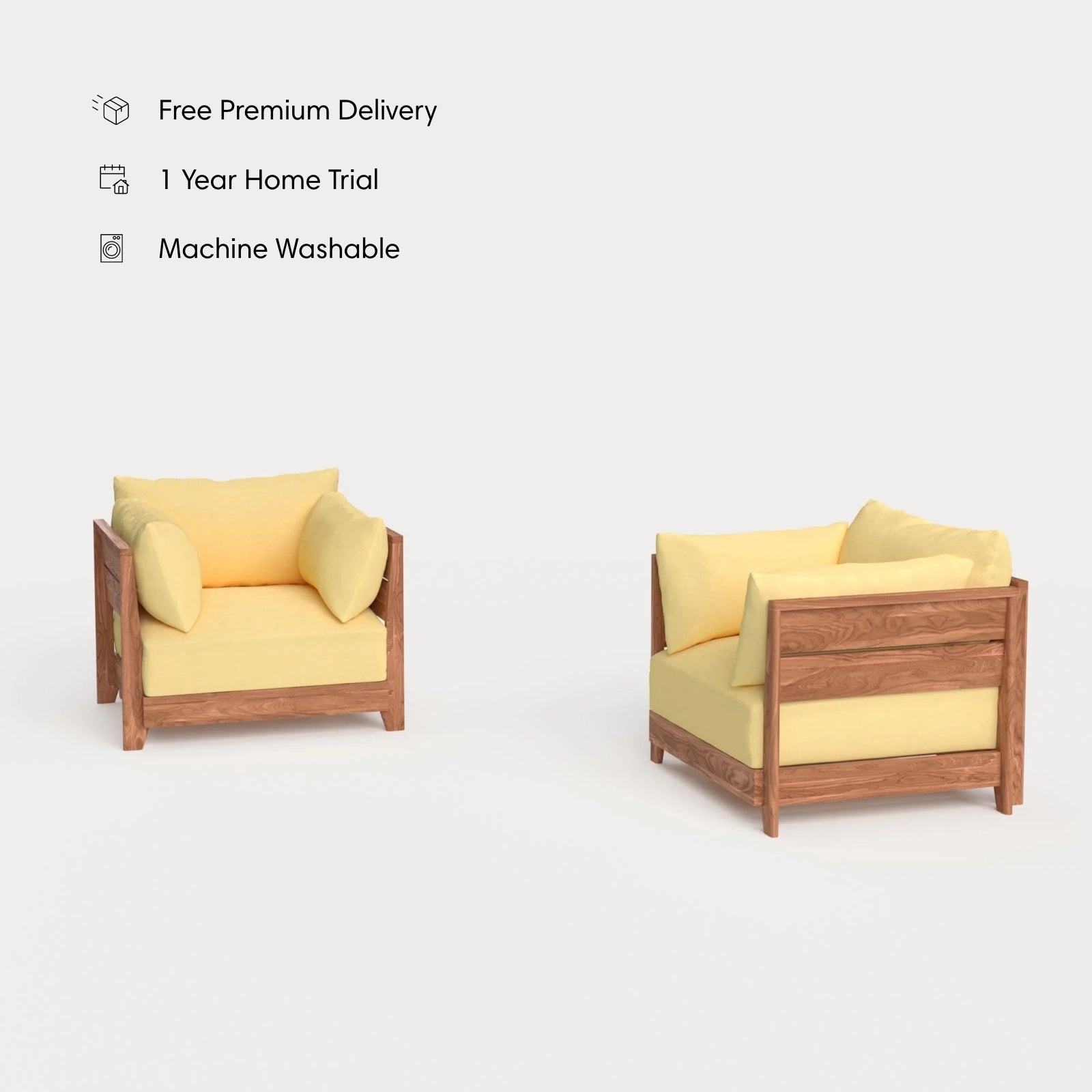 Dwell™ Modular Teak Outdoor Armchair Set | Classic Canvas in Sun