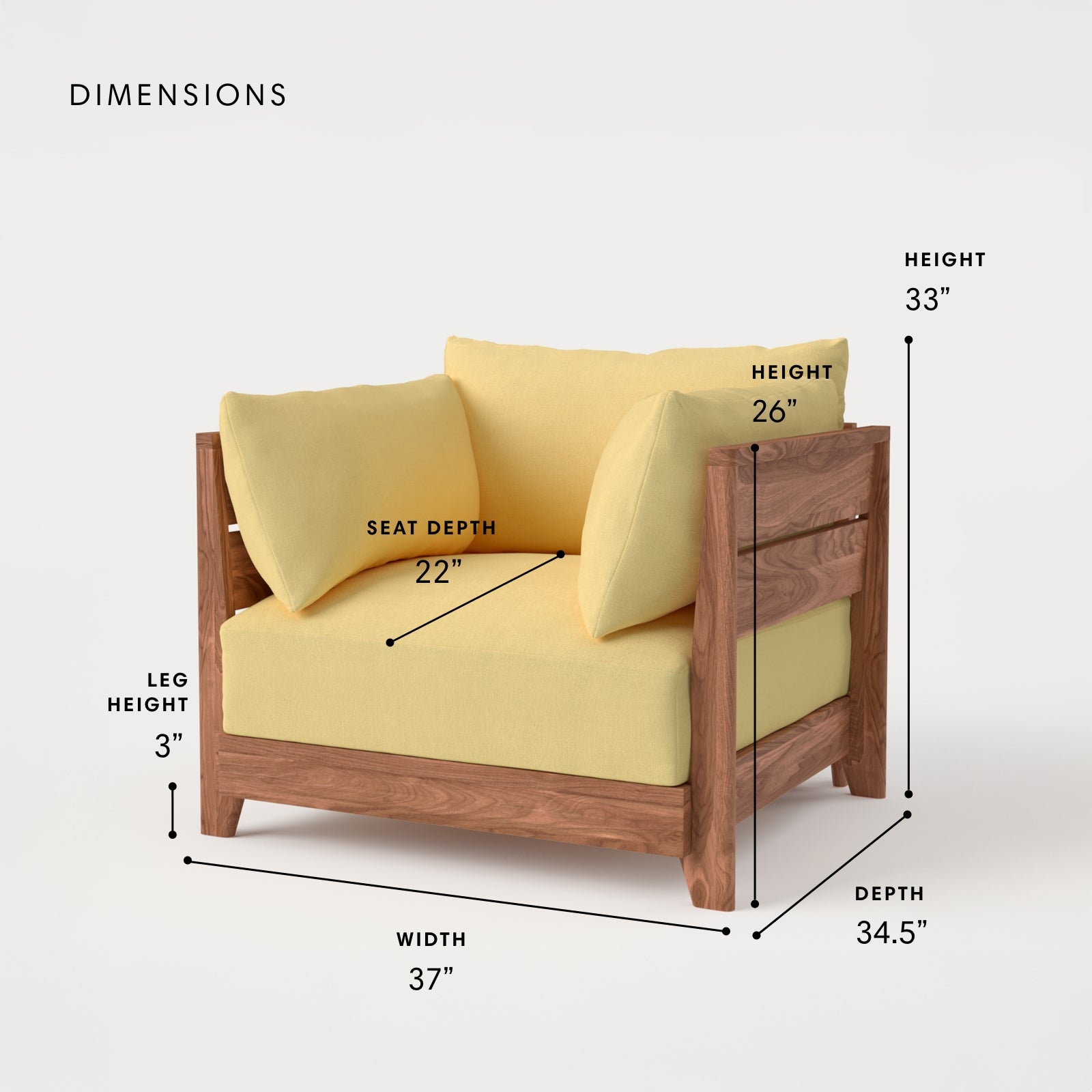 Dwell™ Modular Teak Outdoor Armchair Set | Classic Canvas in Sun