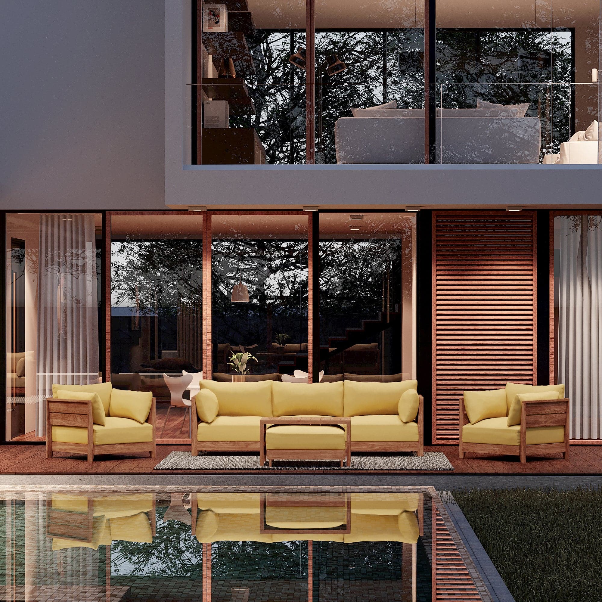 Dwell™ Modular Teak Outdoor Armchair Set | Classic Canvas in Sun
