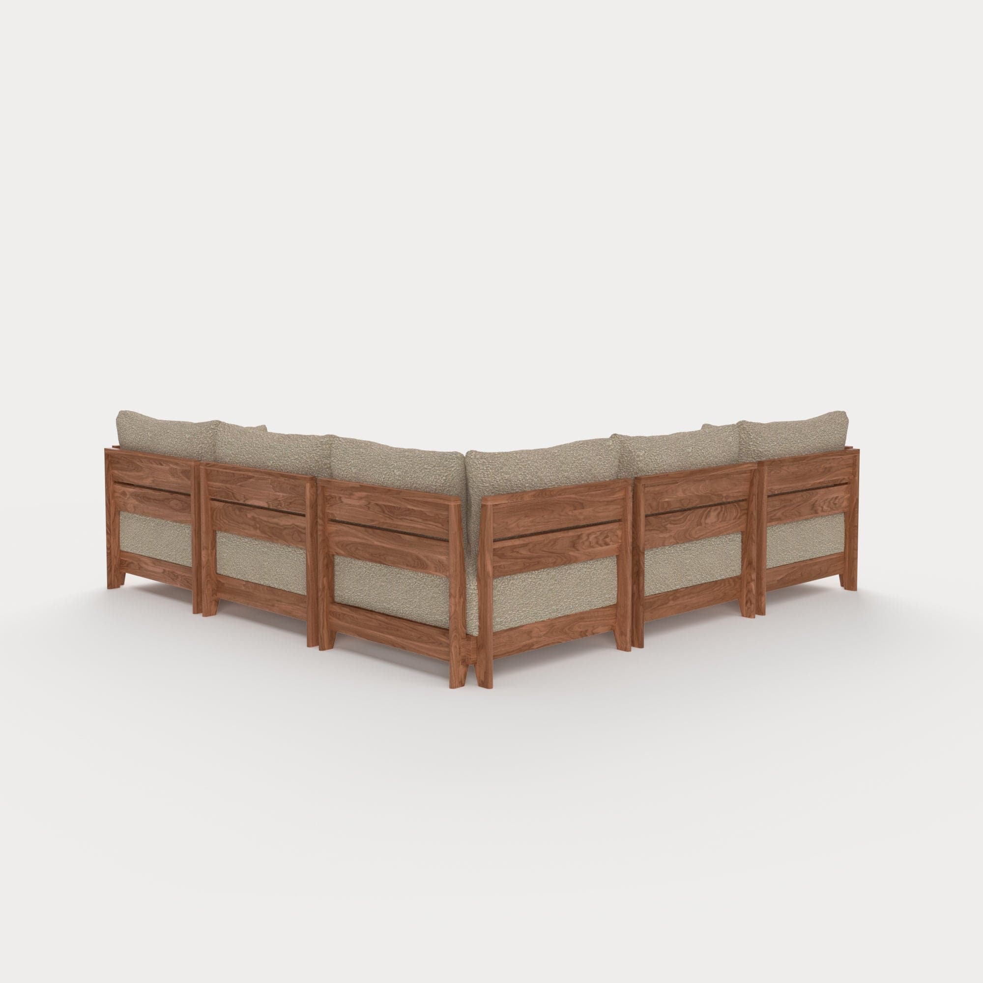 Modular Teak Outdoor 5-Seater L-Sectional + Ottoman | Alfresco Boucle in Cashew