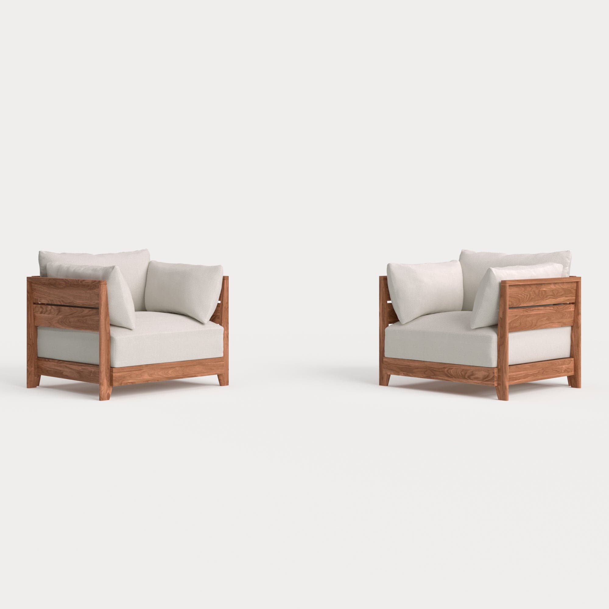 Modular Teak Outdoor Armchair Set | Nano Slubweave in Chai