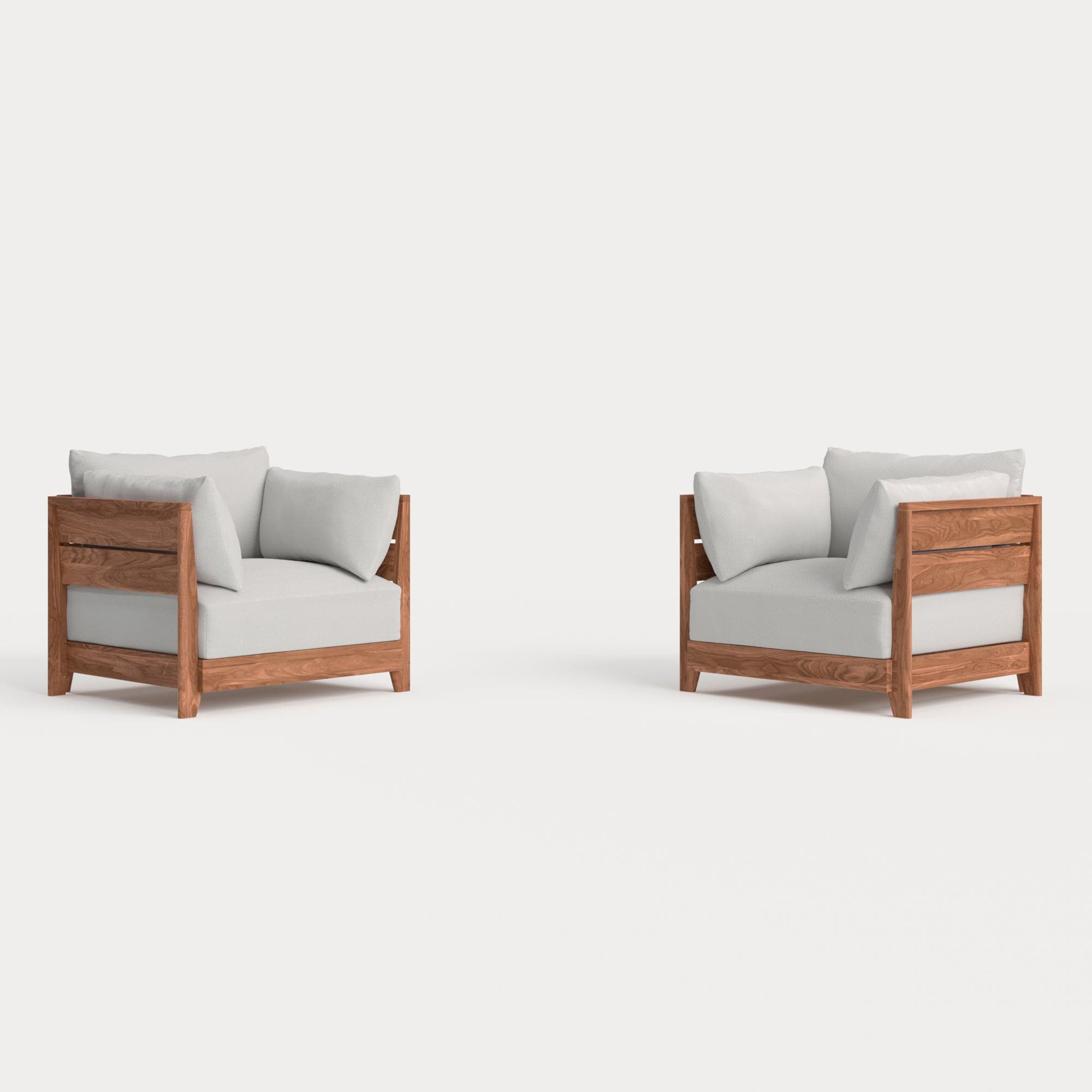 Modular Teak Outdoor Armchair Set | Nano Slubweave in Mist