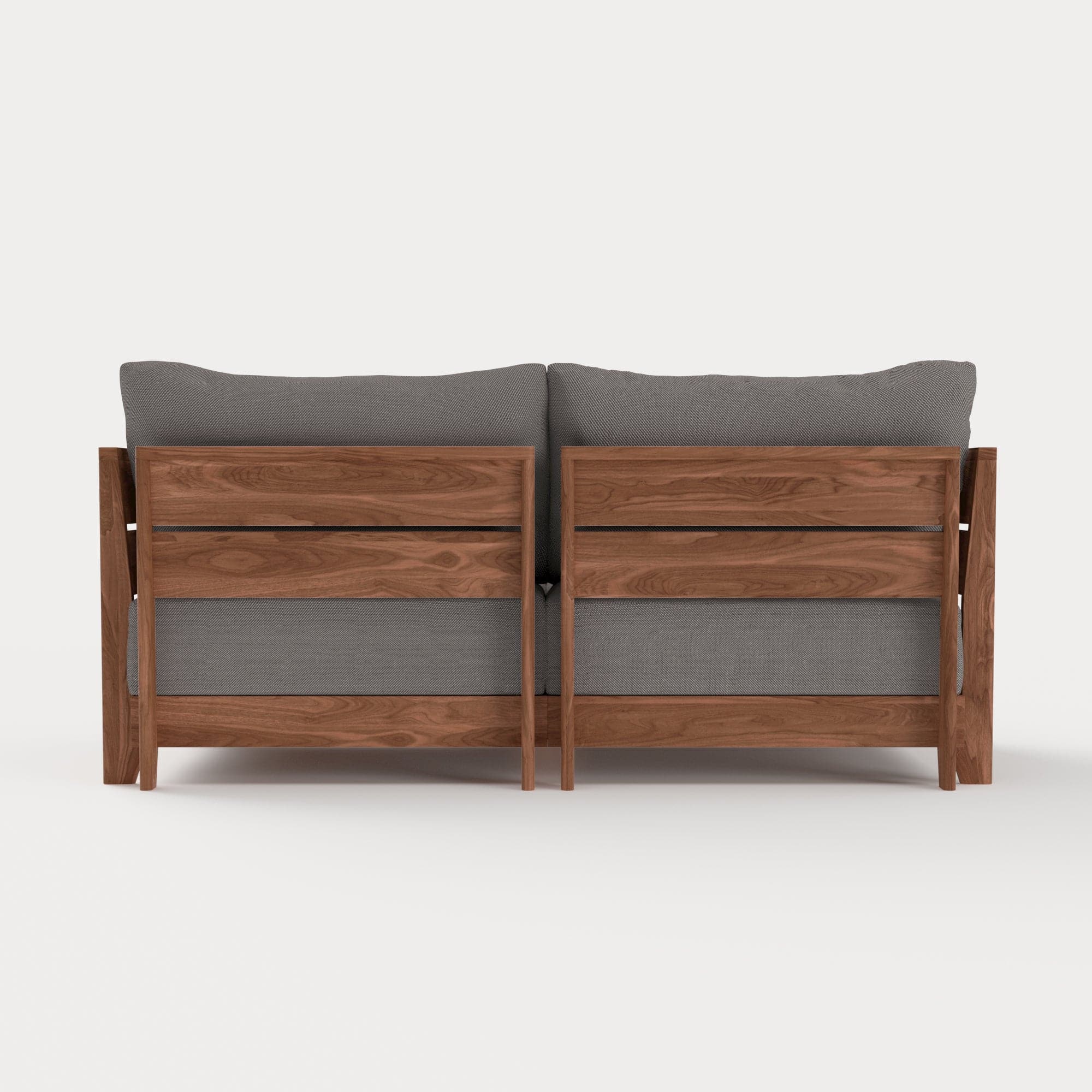 Modular Teak Outdoor Loveseat + Storage Coffee Table | Nano Slubweave in Haze Gray