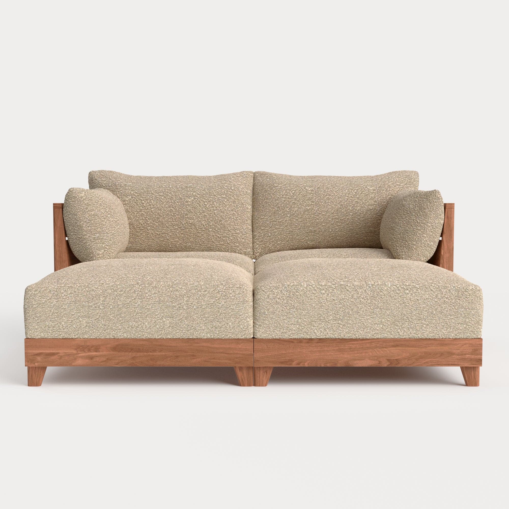 Modular Teak Outdoor Loveseat Daybed | Alfresco Boucle in Cashew