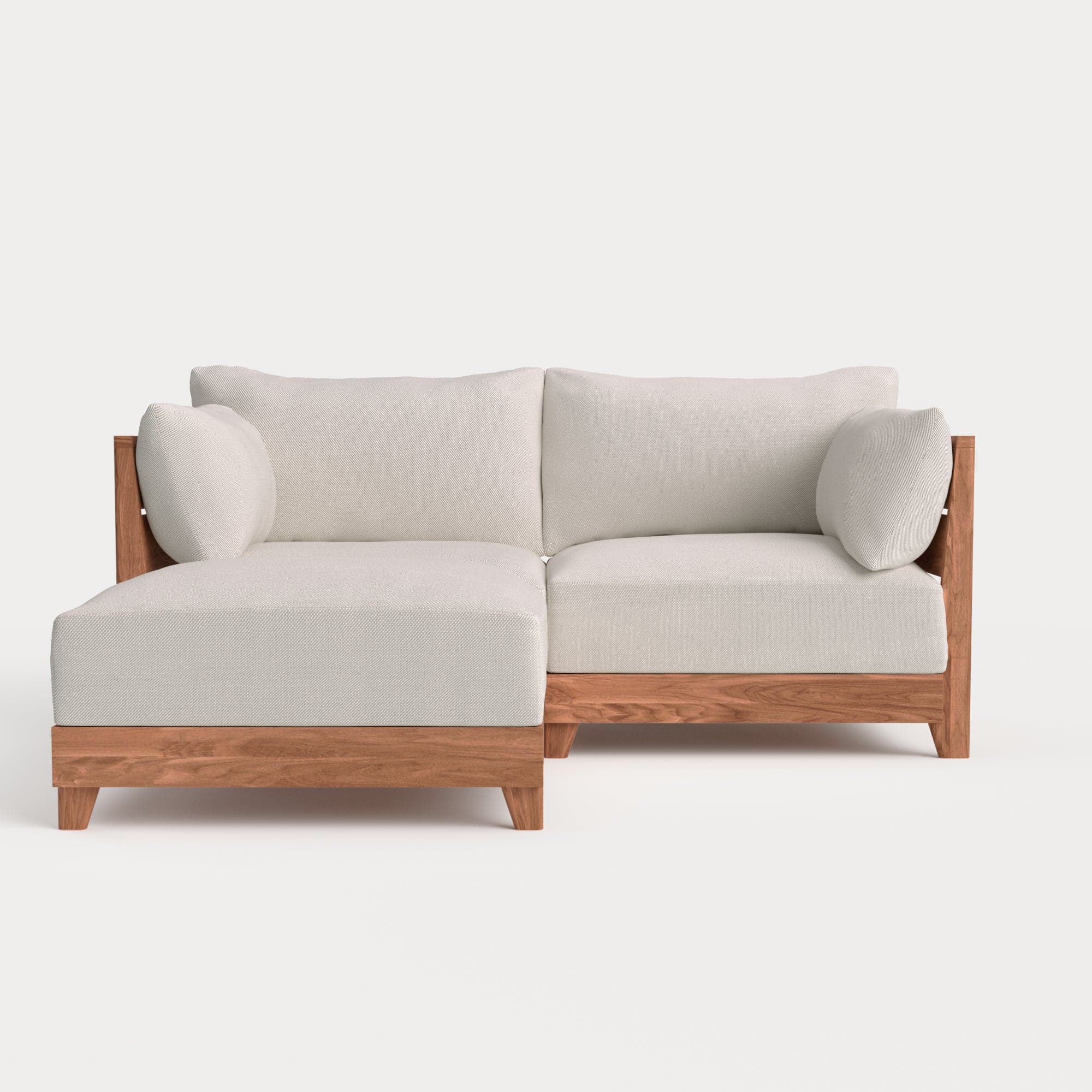 Modular Teak Outdoor Loveseat Sectional | Nano Slubweave in Chai