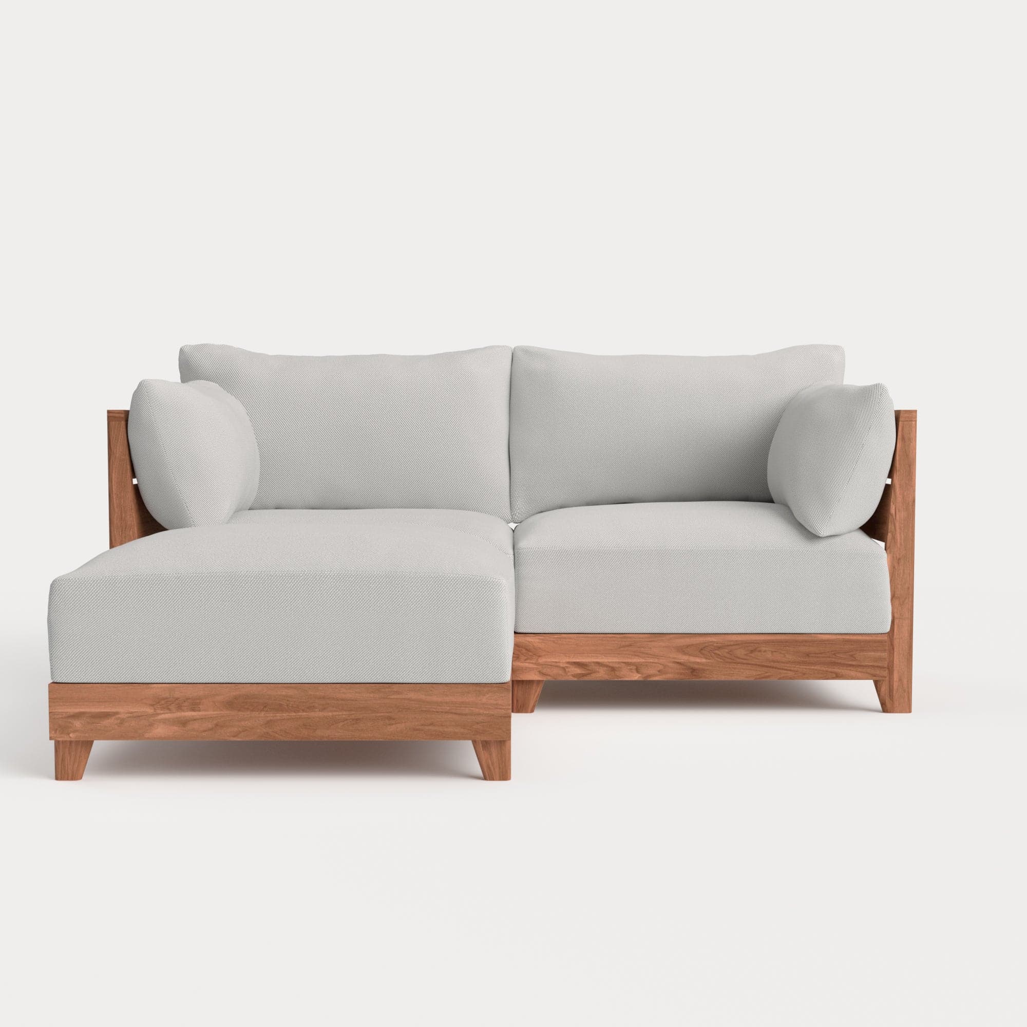Modular Teak Outdoor Loveseat Sectional | Nano Slubweave in Mist