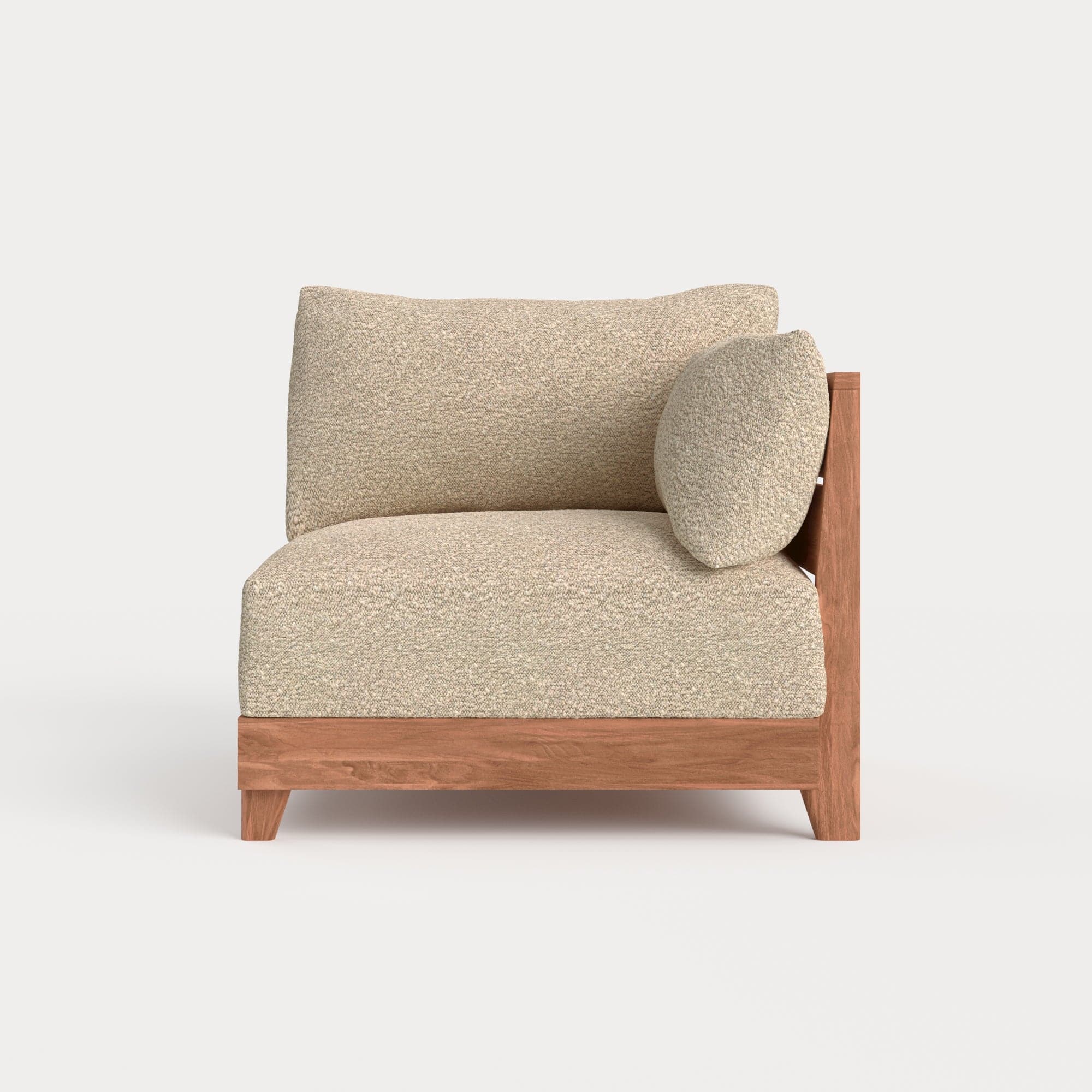 Modular Teak Outdoor Modular Unit - End Chair | Alfresco Boucle in Cashew