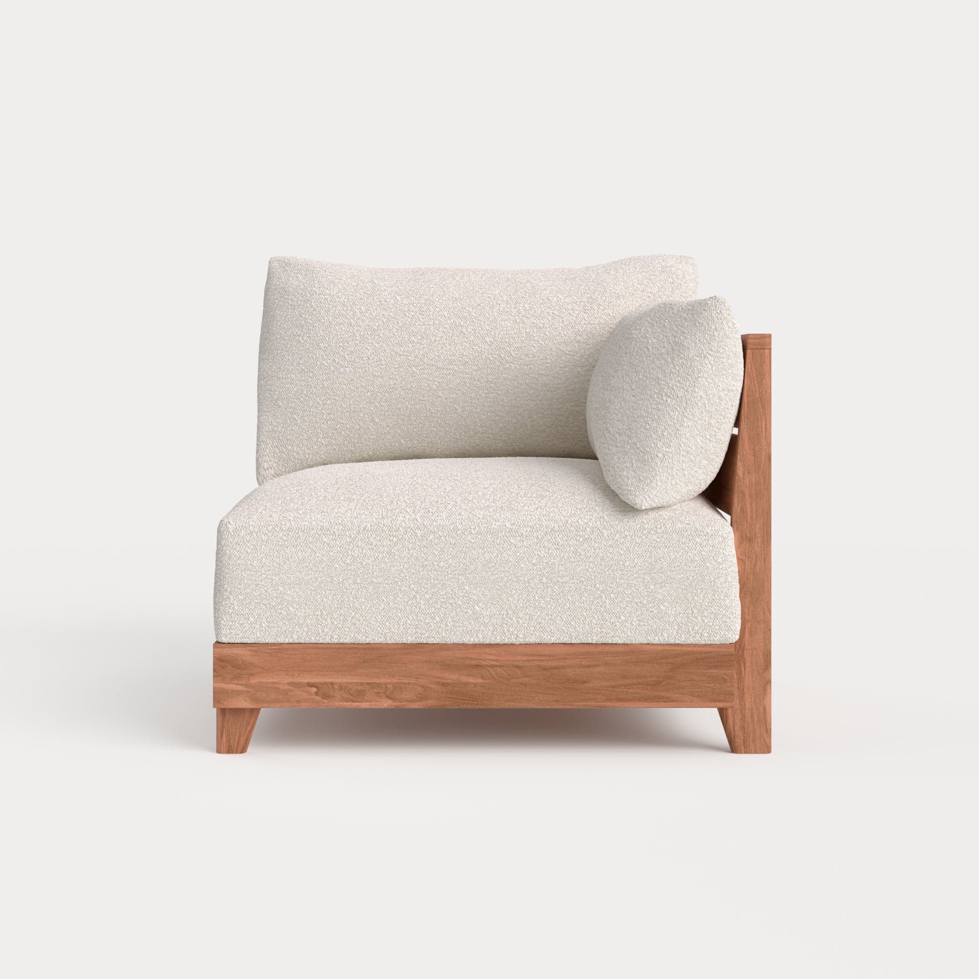Modular Teak Outdoor Modular Unit - End Chair | Alfresco Boucle in Creme
