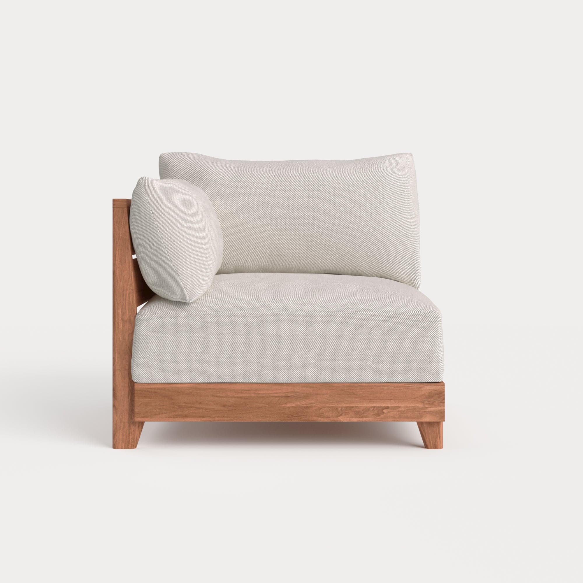 Modular Teak Outdoor Modular Unit - End Chair | Nano Slubweave in Chai