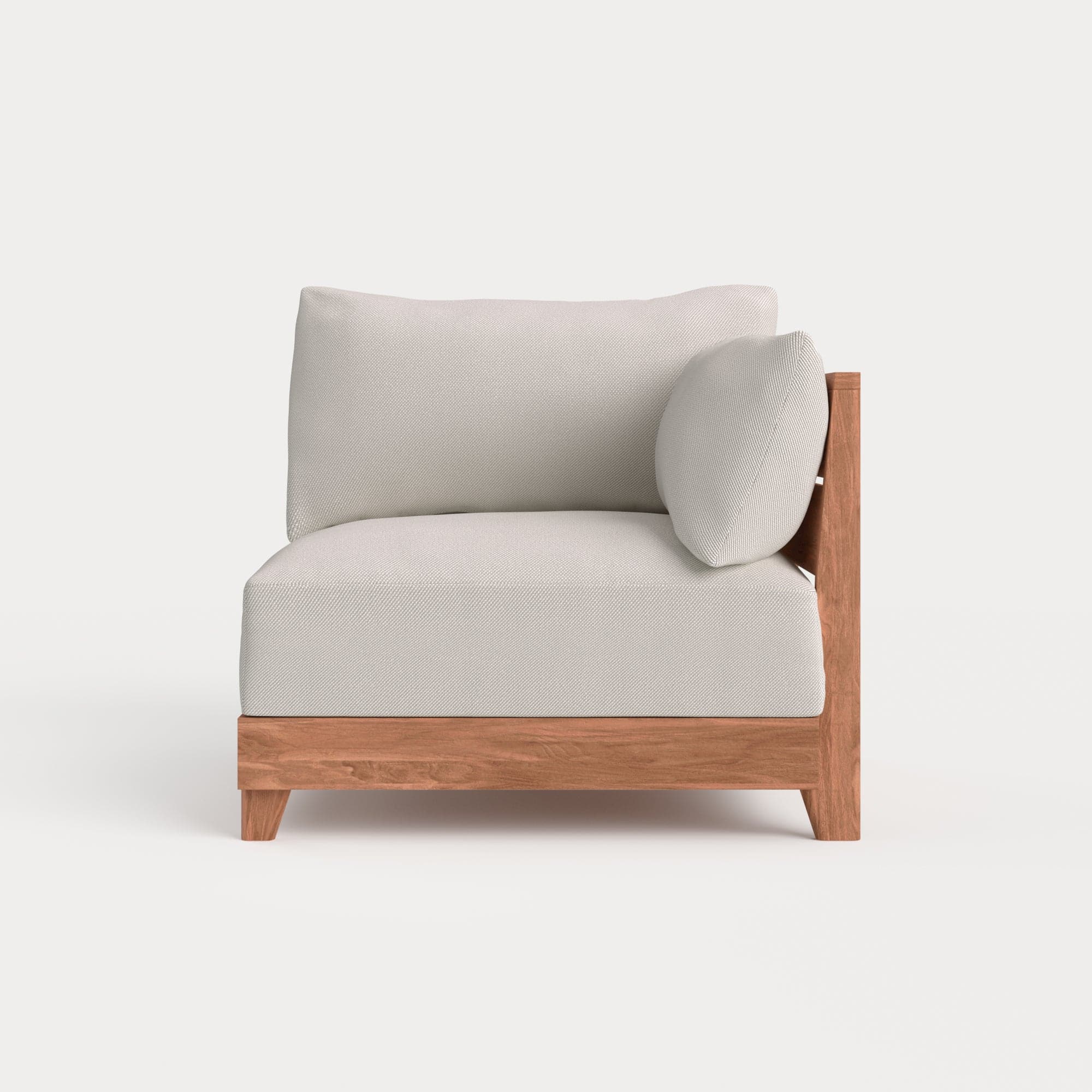 Modular Teak Outdoor Modular Unit - End Chair | Nano Slubweave in Chai
