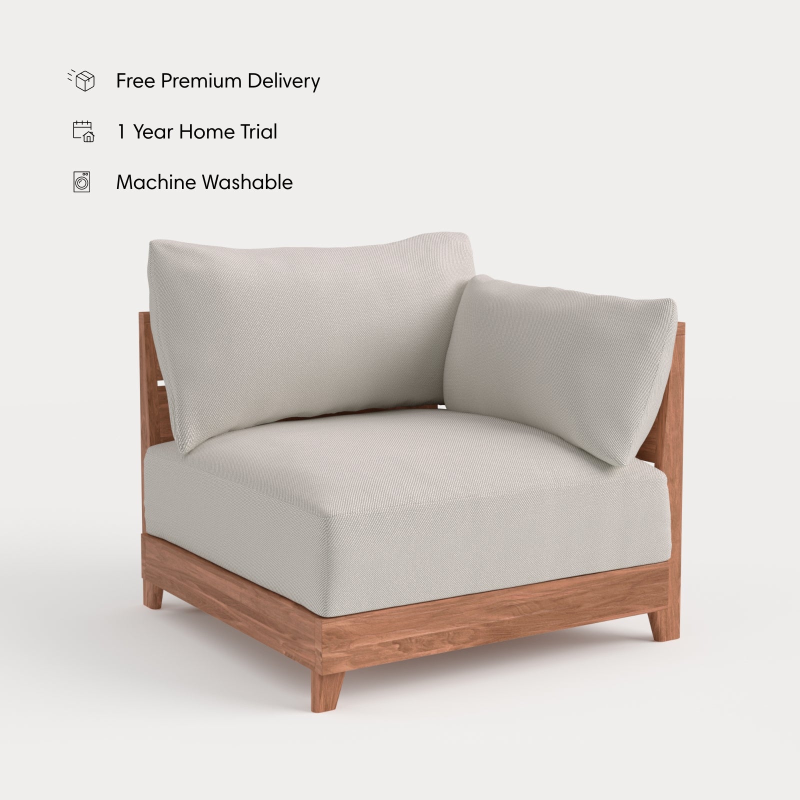 Modular Teak Outdoor Modular Unit - End Chair | Nano Slubweave in Chai