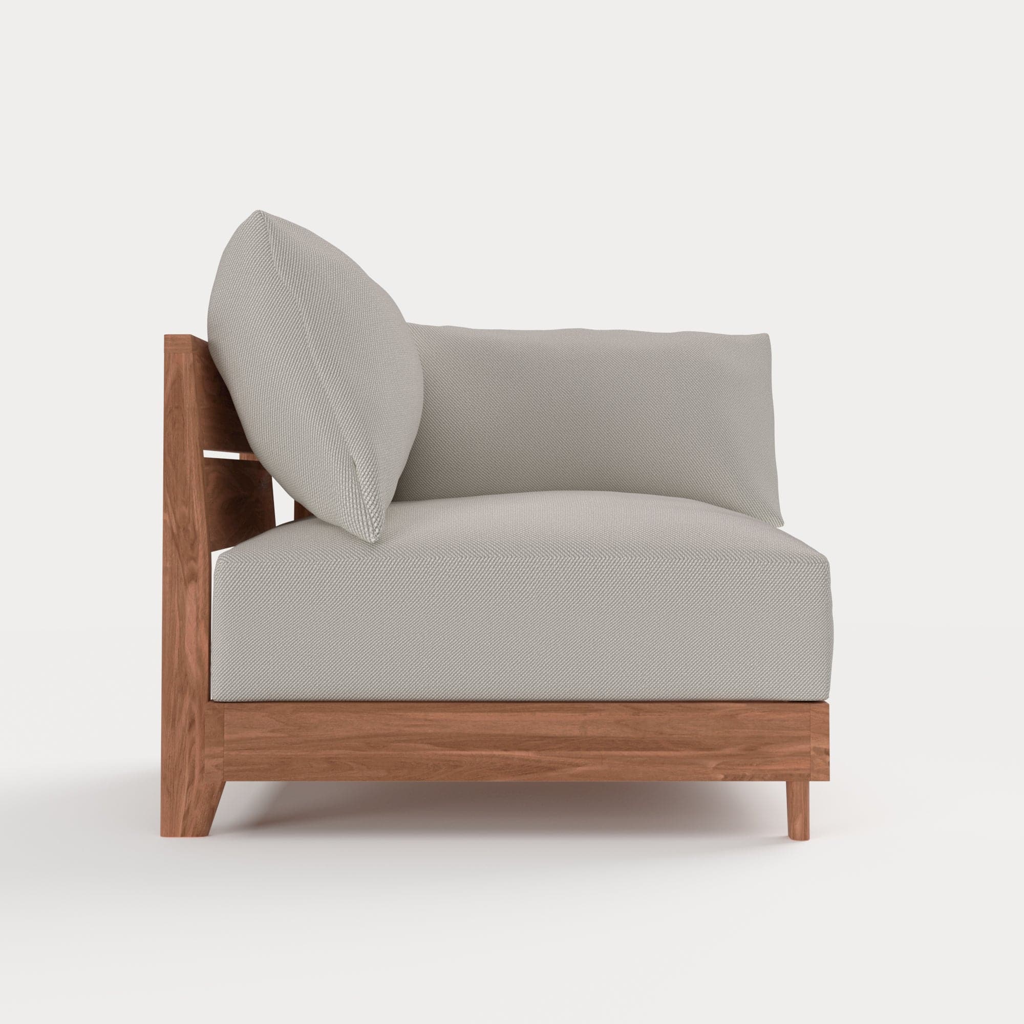 Modular Teak Outdoor Modular Unit - End Chair | Nano Slubweave in Chai