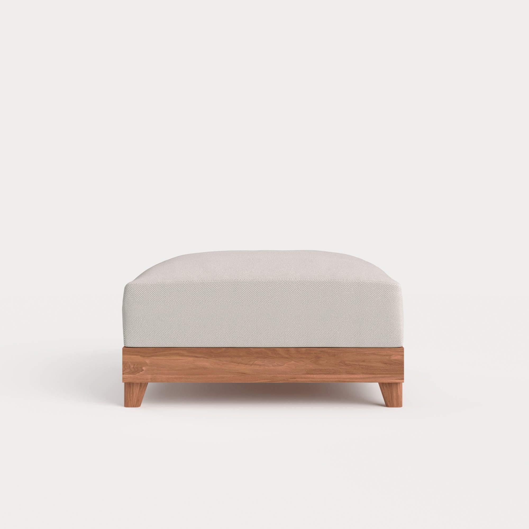 Modular Teak Outdoor Ottoman | Nano Slubweave in Chai