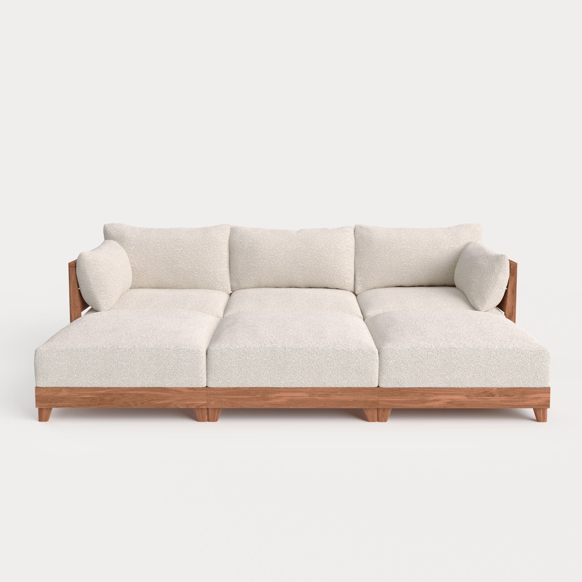 Modular Teak Outdoor Sofa Daybed | Alfresco Boucle in Creme