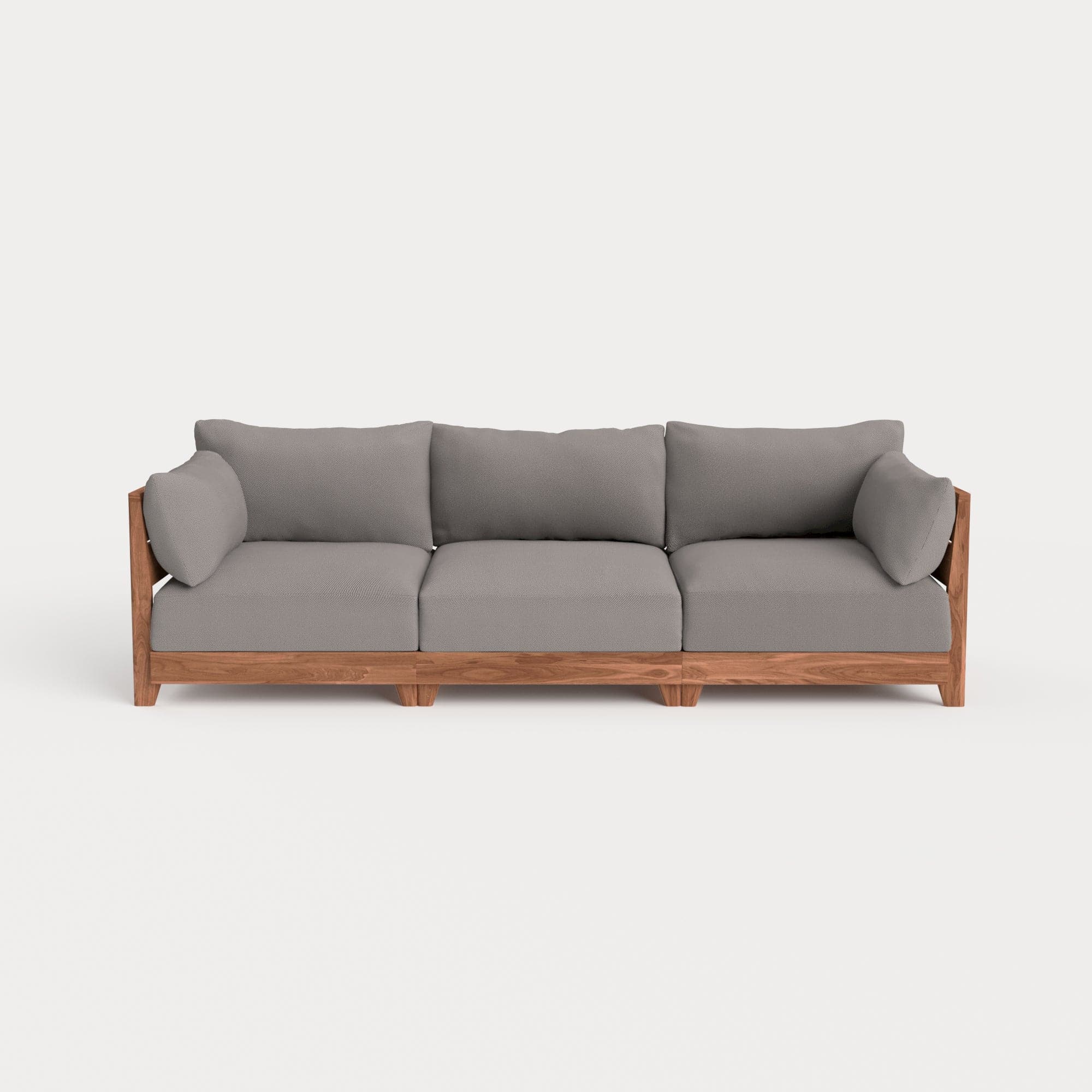Modular Teak Outdoor Sofa | Nano Slubweave in Haze Gray
