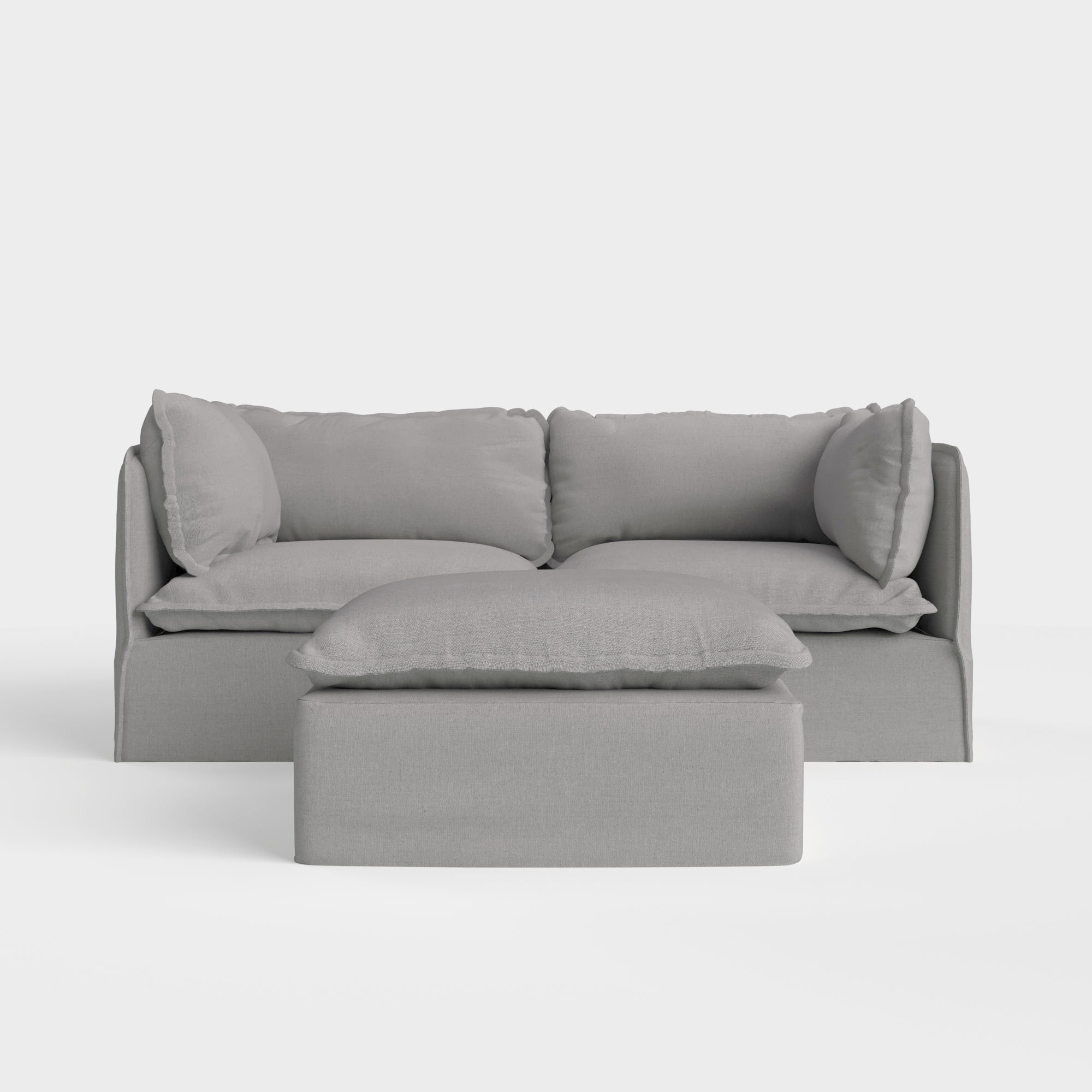 Slipcover Only - Modular Outdoor Washable 2-Seater + Ottoman | Classic Canvas in Stone Gray
