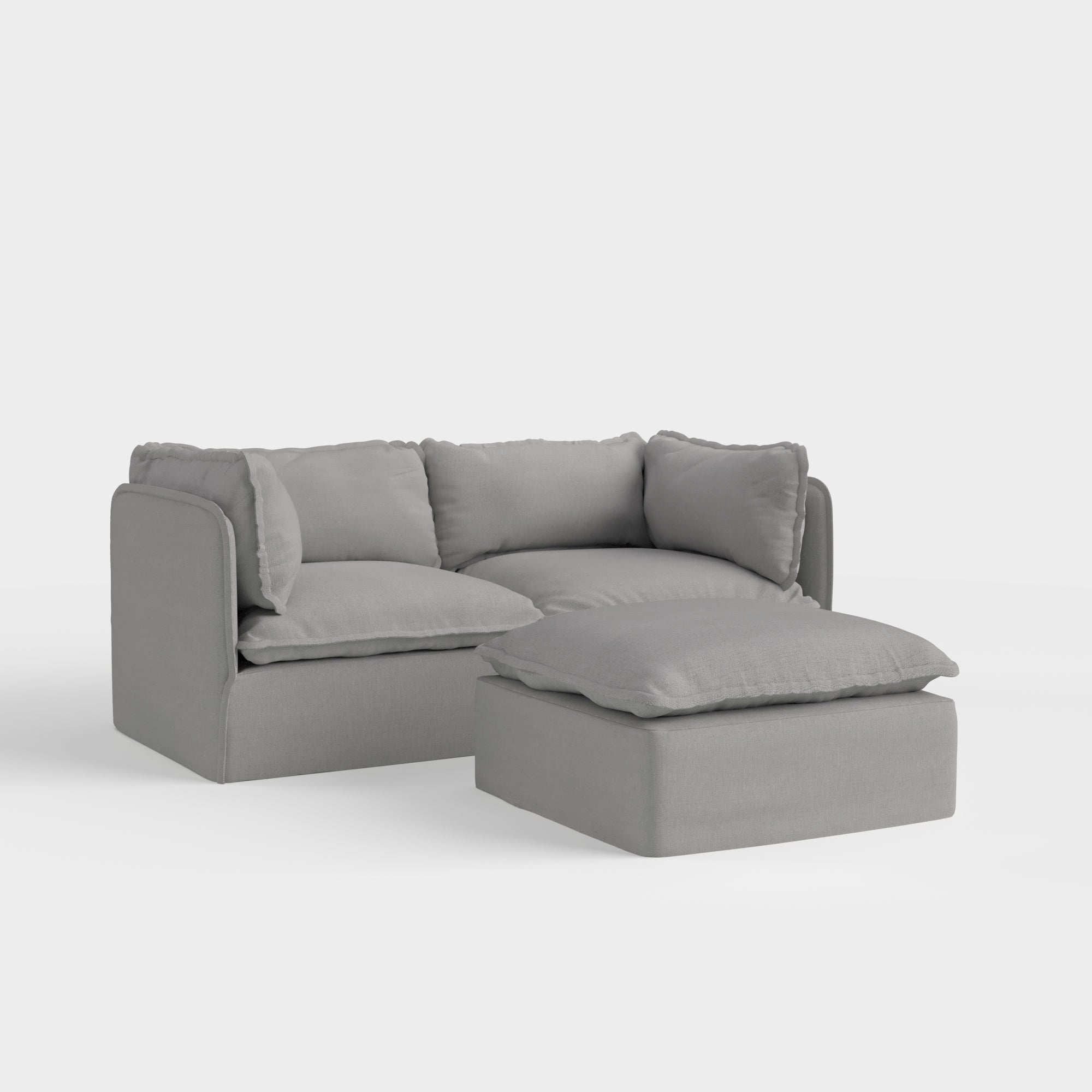 Slipcover Only - Modular Outdoor Washable 2-Seater + Ottoman | Classic Canvas in Stone Gray