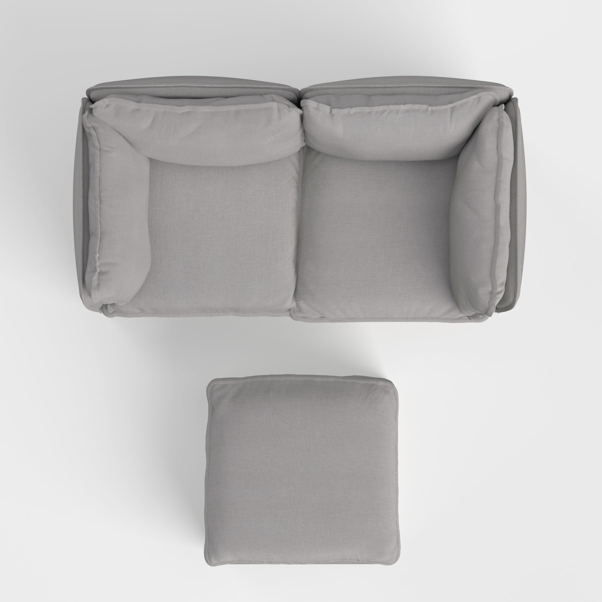 Slipcover Only - Modular Outdoor Washable 2-Seater + Ottoman | Classic Canvas in Stone Gray