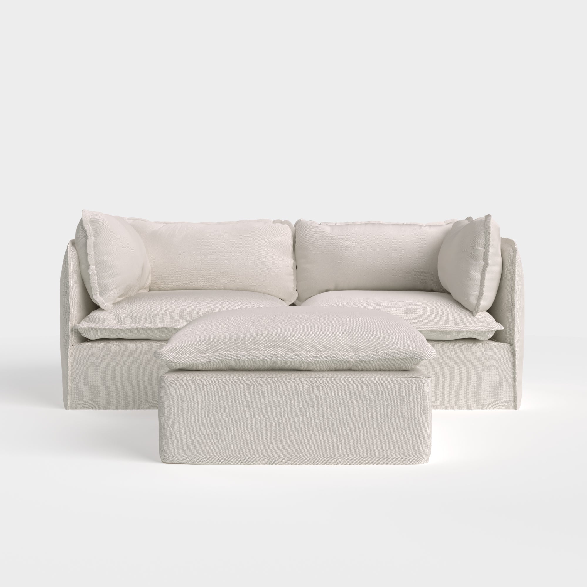 Slipcover Only - Modular Outdoor Washable 2-Seater + Ottoman | Nano Slubweave in Chai