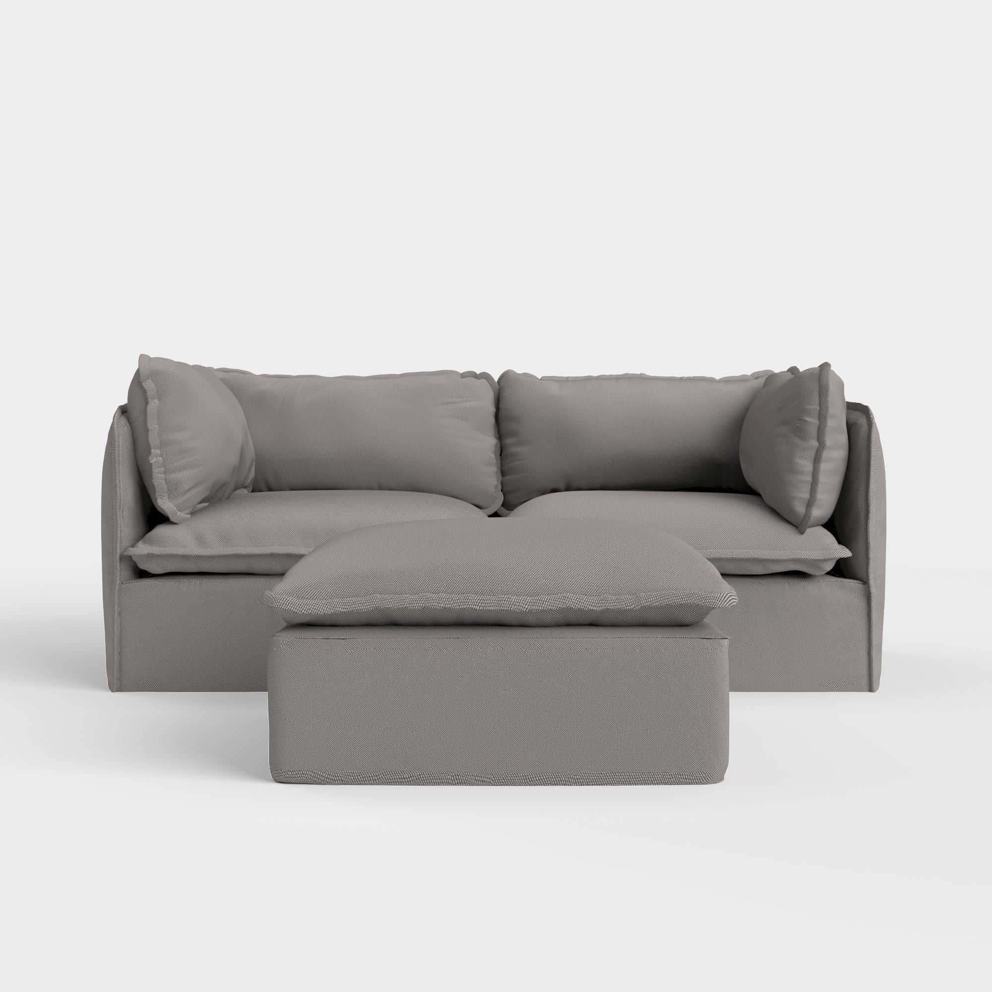 Slipcover Only - Modular Outdoor Washable 2-Seater + Ottoman | Nano Slubweave in Haze Gray