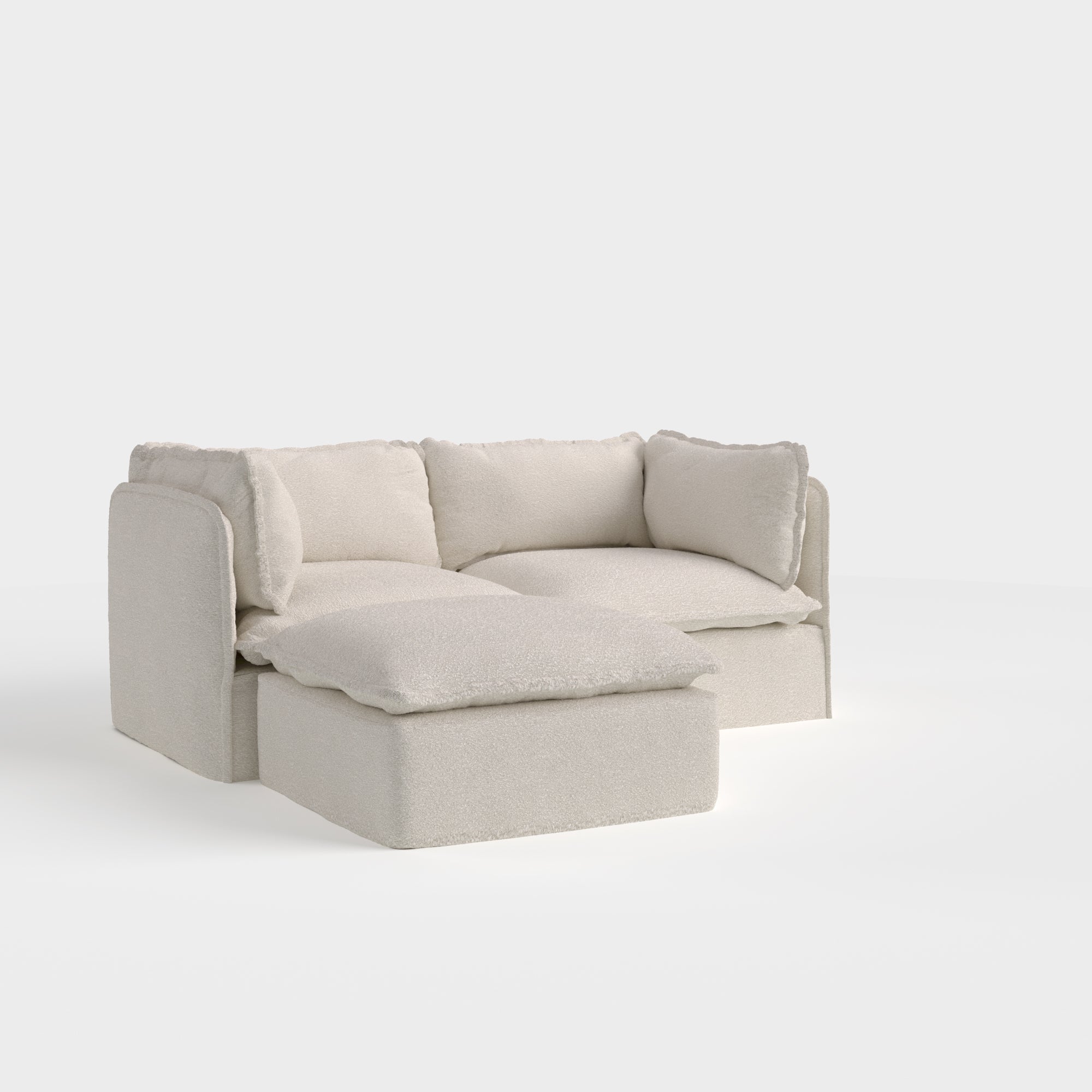 Slipcover Only - Modular Outdoor Washable 2-Seater Sectional | Alfresco Boucle in Creme