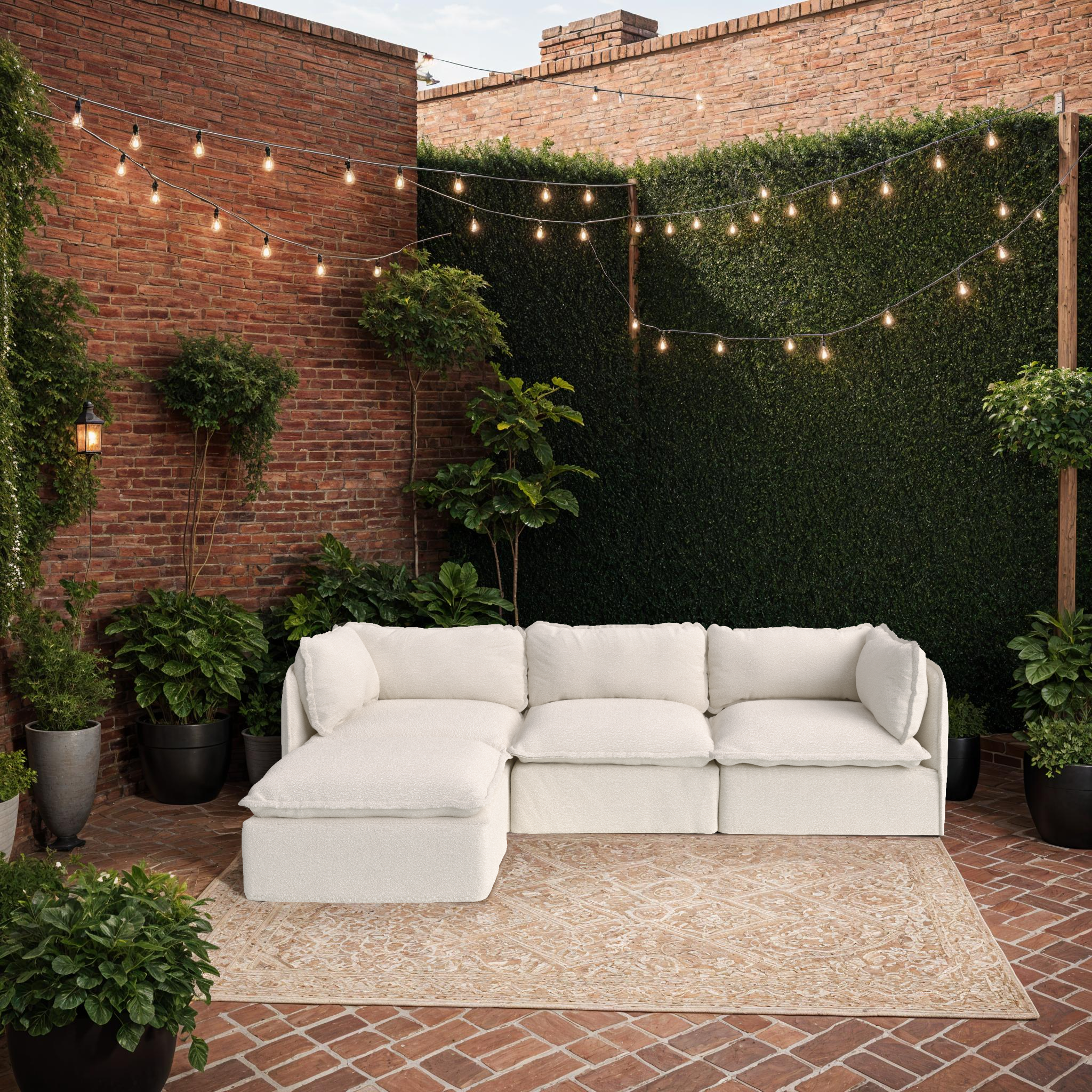 Slipcover Only - Modular Outdoor Washable 2-Seater Sectional | Alfresco Boucle in Creme