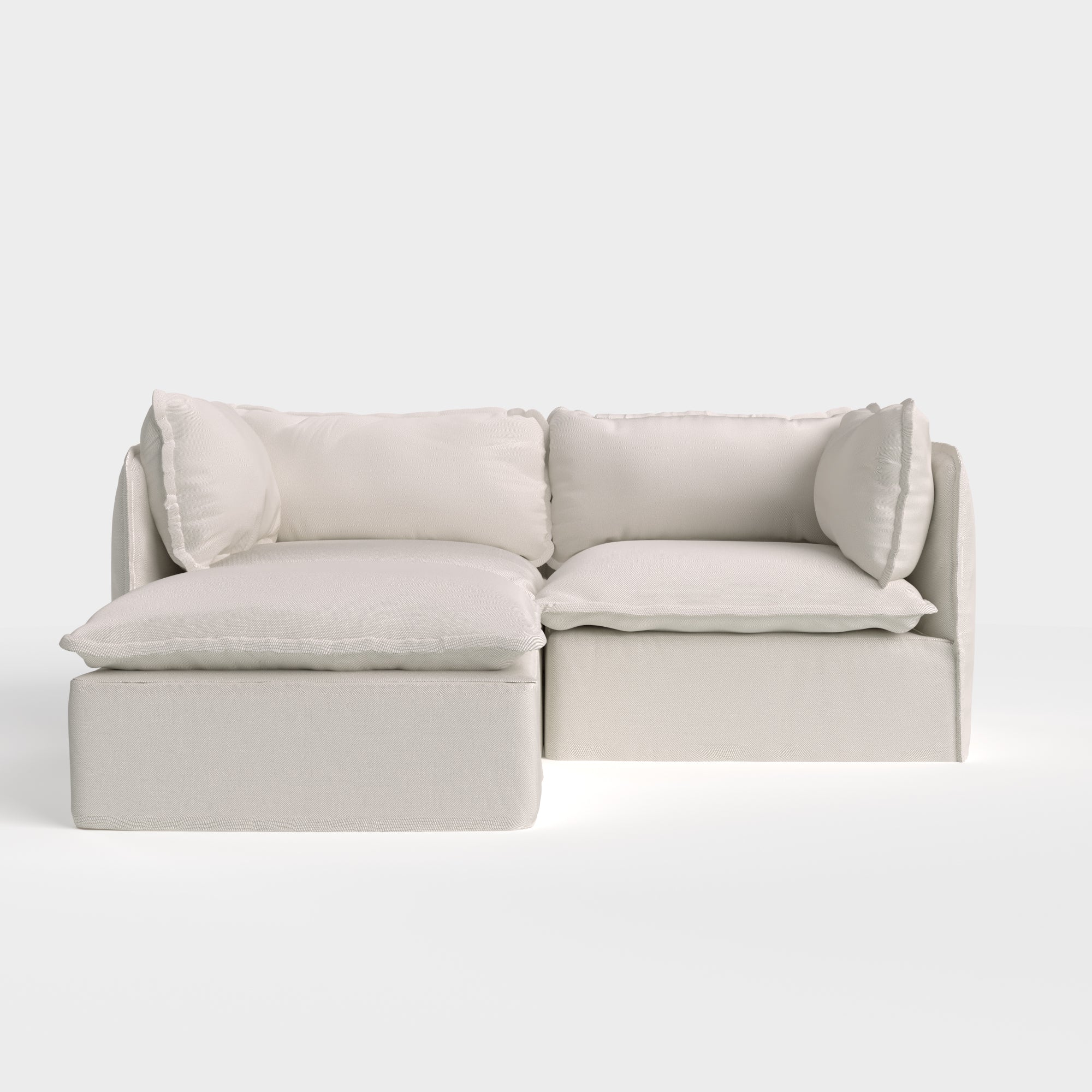 Slipcover Only - Modular Outdoor Washable 2-Seater Sectional | Nano Slubweave in Chai