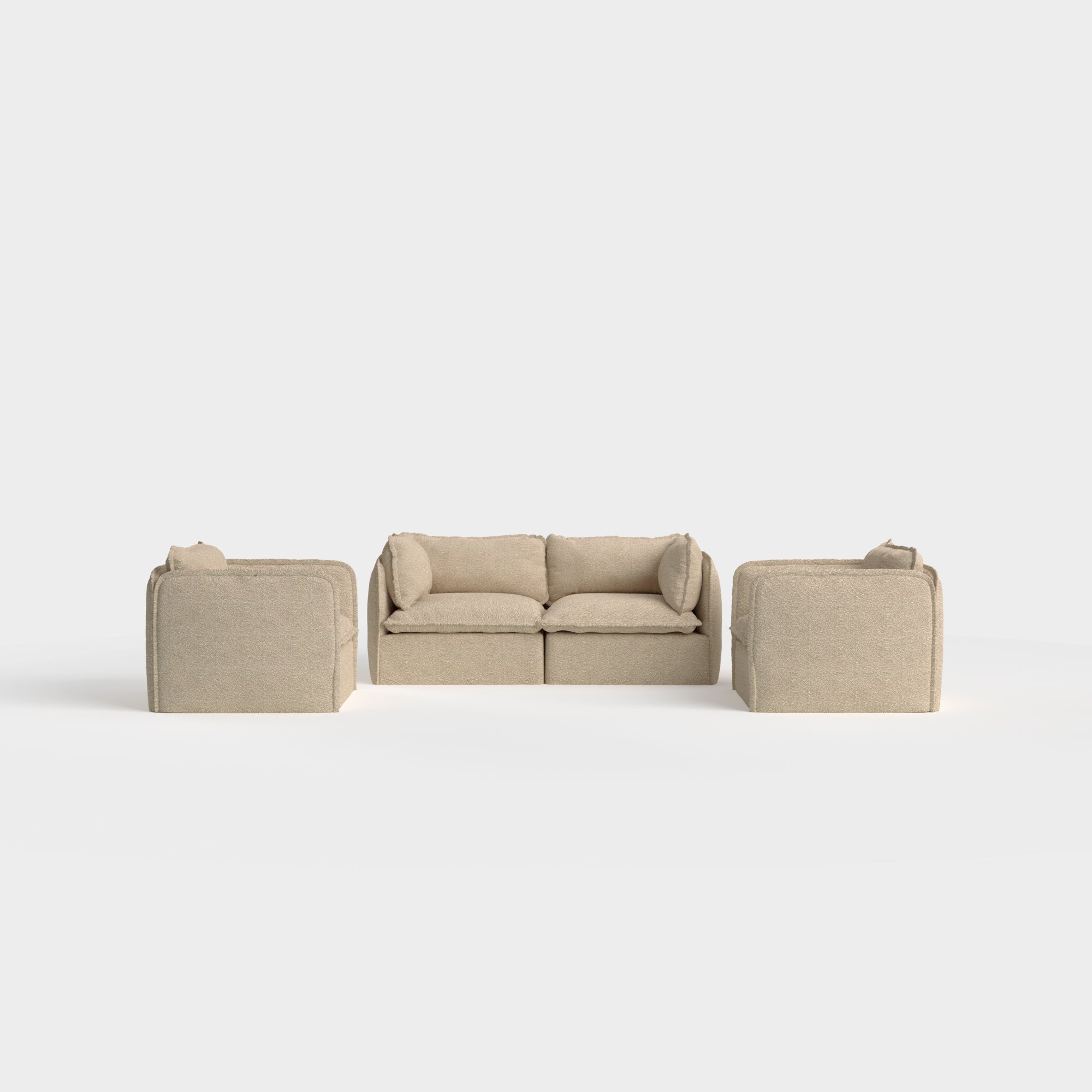 Slipcover Only - Modular Outdoor Washable 2-Seater Sofa + Armchair Set | Alfresco Boucle in Cashew