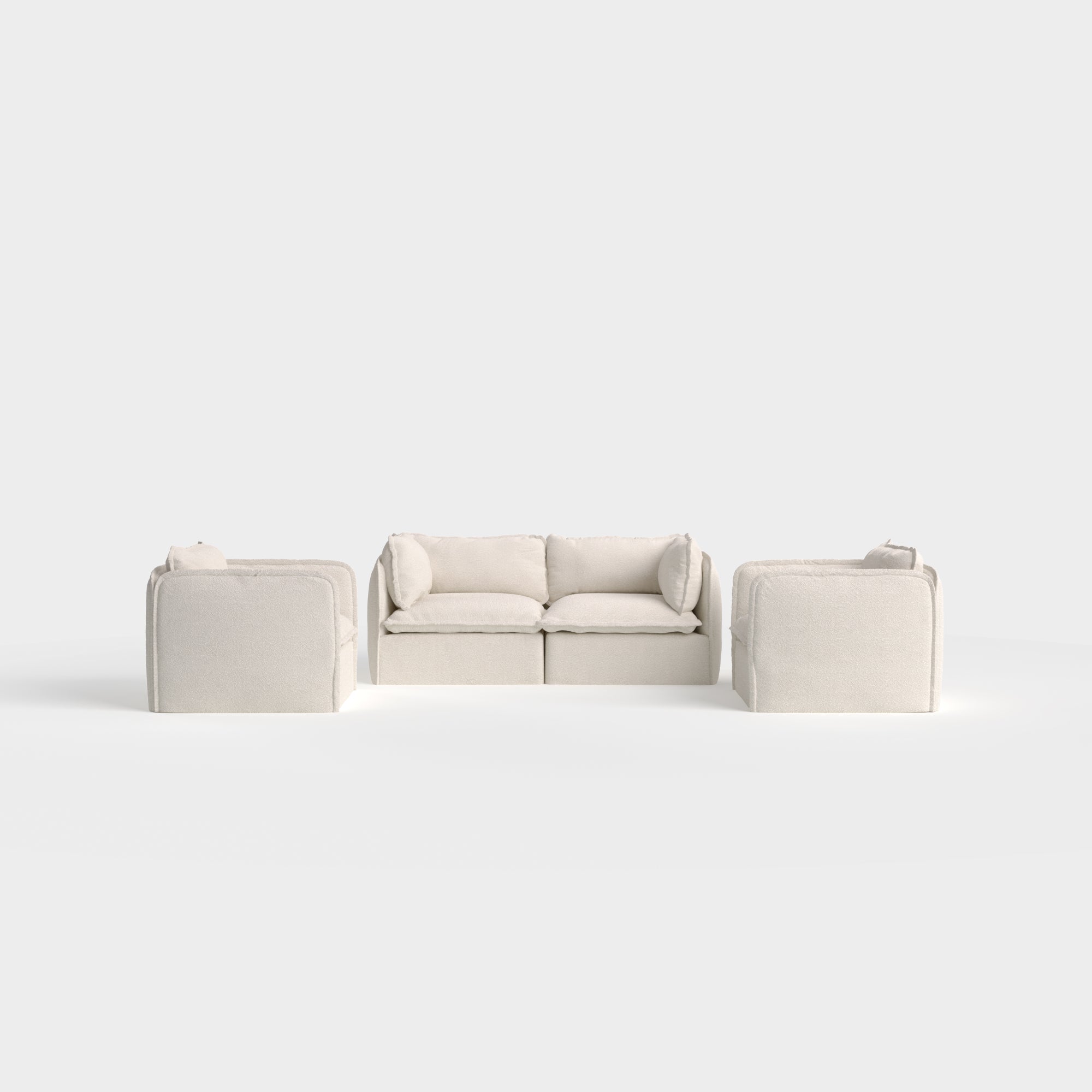 Slipcover Only - Modular Outdoor Washable 2-Seater Sofa + Armchair Set | Alfresco Boucle in Creme