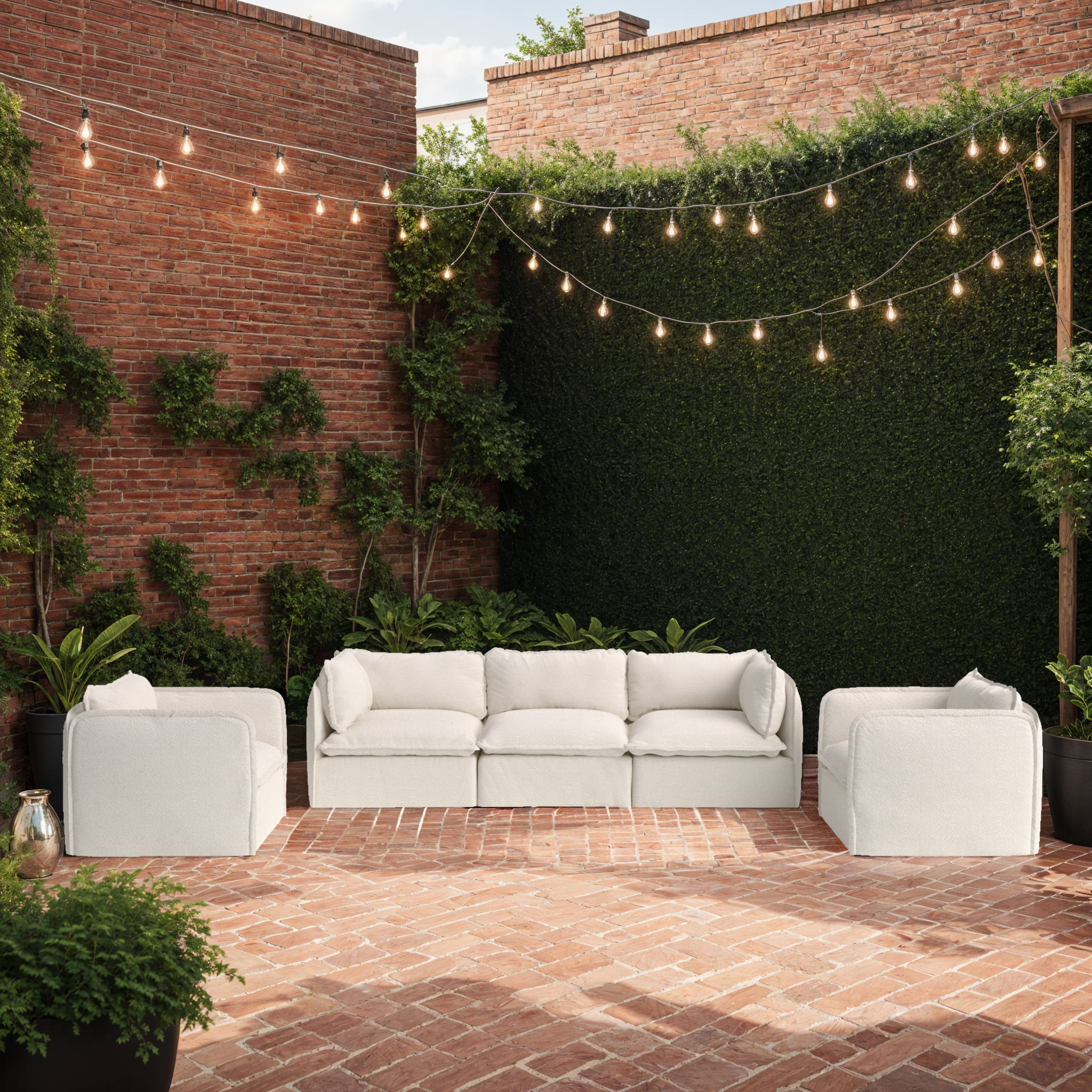 Slipcover Only - Modular Outdoor Washable 2-Seater Sofa + Armchair Set | Alfresco Boucle in Creme