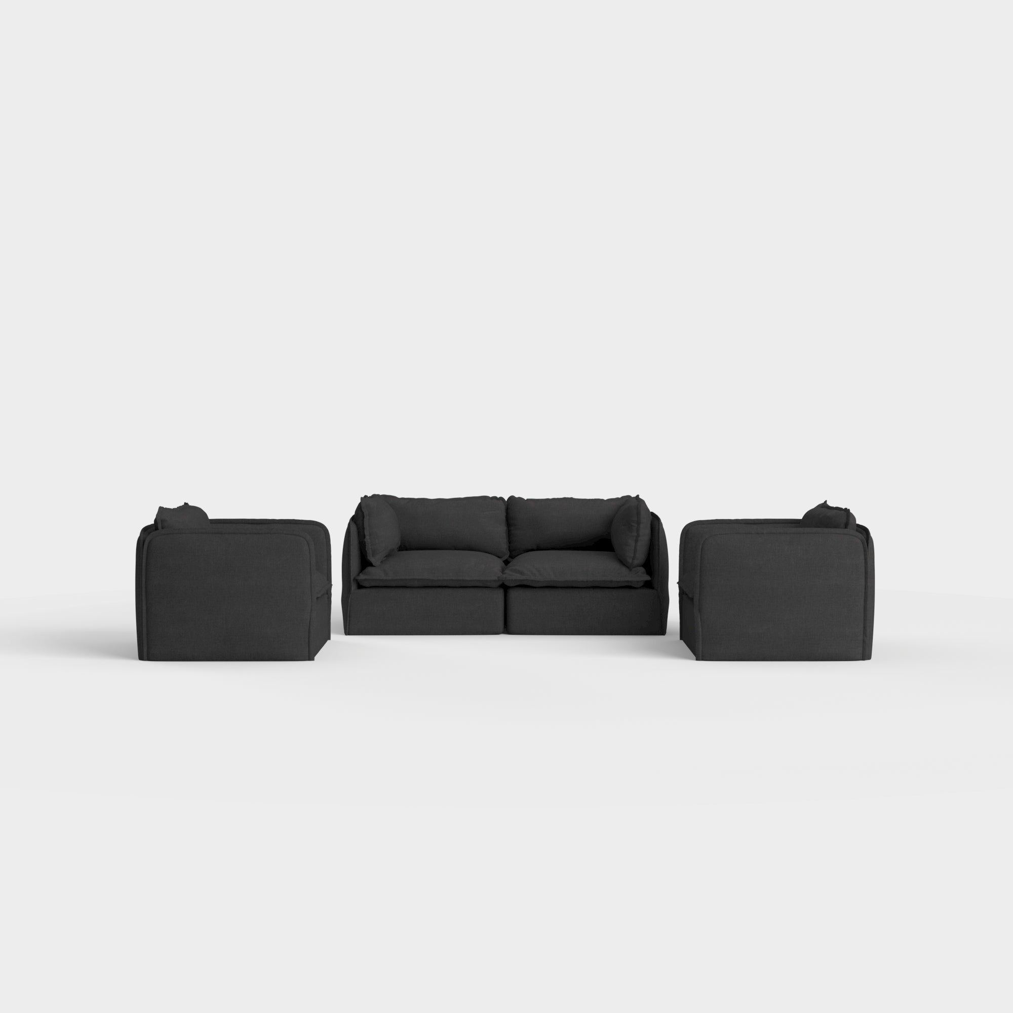 Slipcover Only - Modular Outdoor Washable 2-Seater Sofa + Armchair Set | Classic Canvas in Charcoal