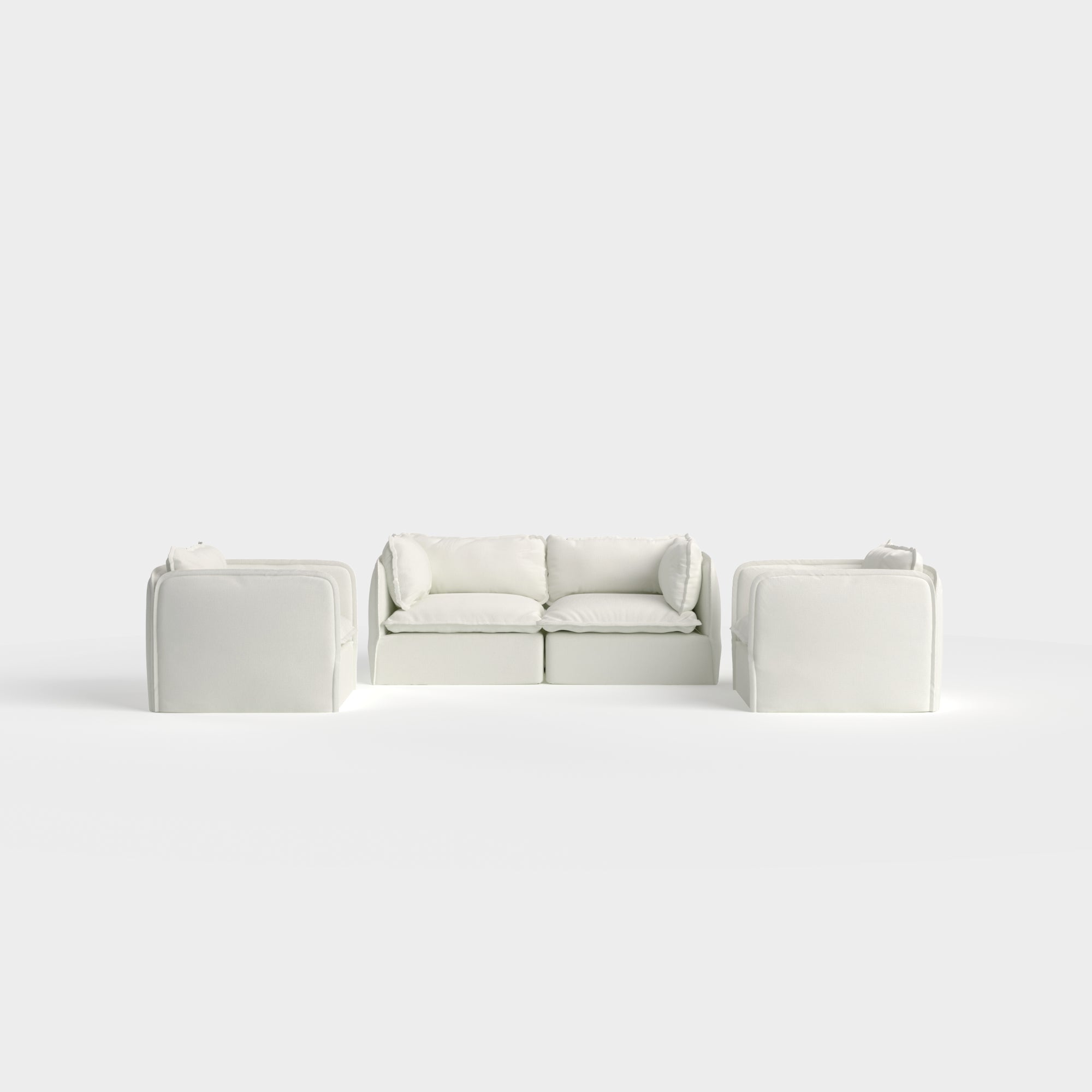 Slipcover Only - Modular Outdoor Washable 2-Seater Sofa + Armchair Set | Classic Canvas in Cloud