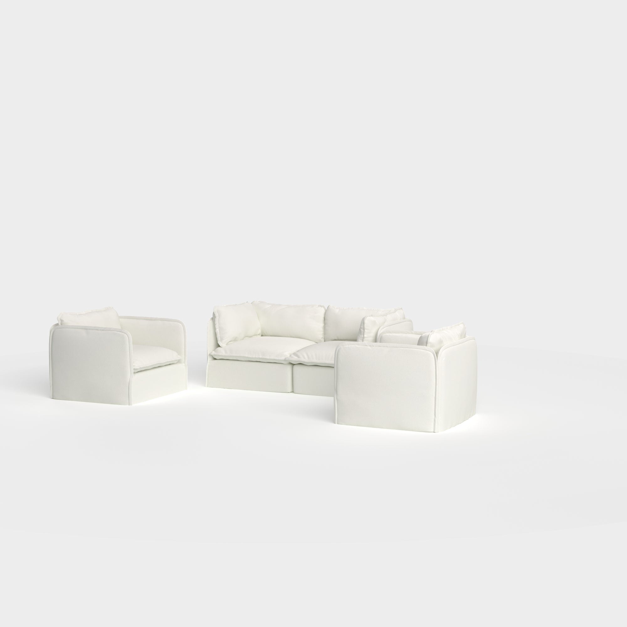 Slipcover Only - Modular Outdoor Washable 2-Seater Sofa + Armchair Set | Classic Canvas in Cloud