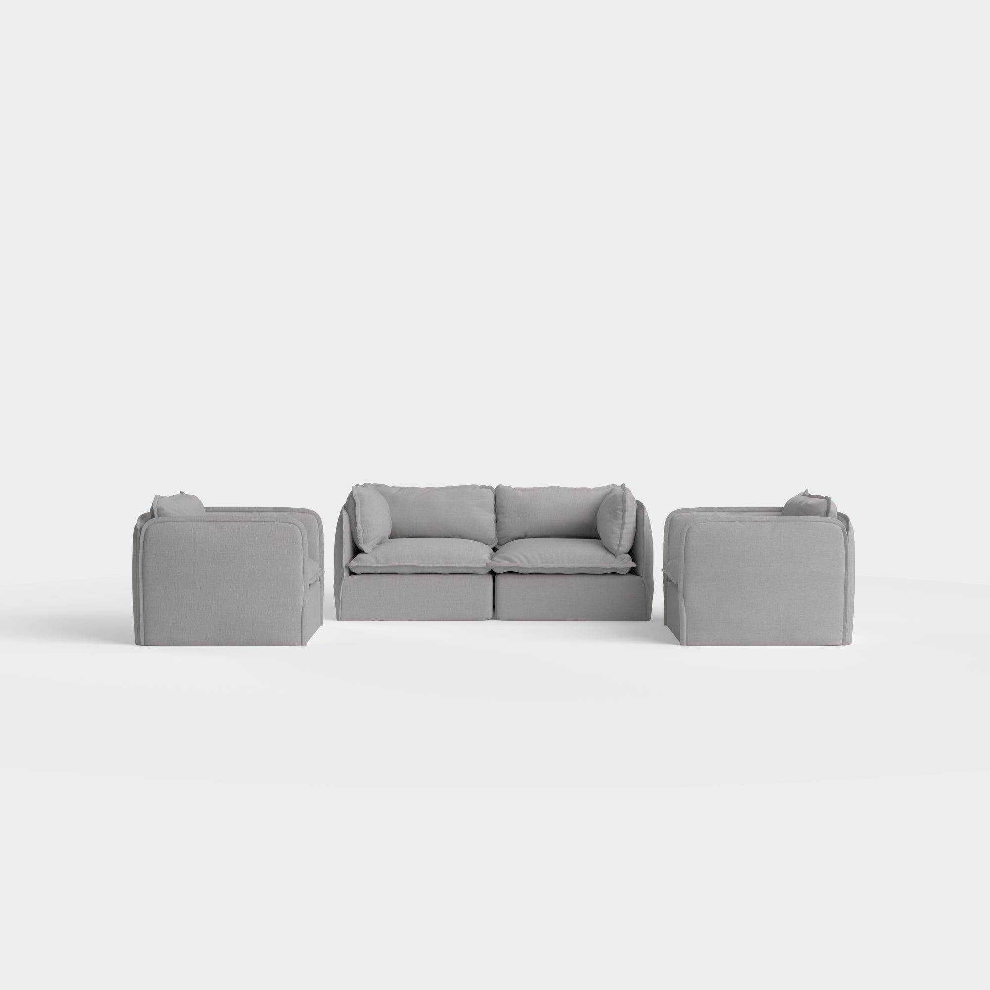 Slipcover Only - Modular Outdoor Washable 2-Seater Sofa + Armchair Set | Classic Canvas in Stone Gray