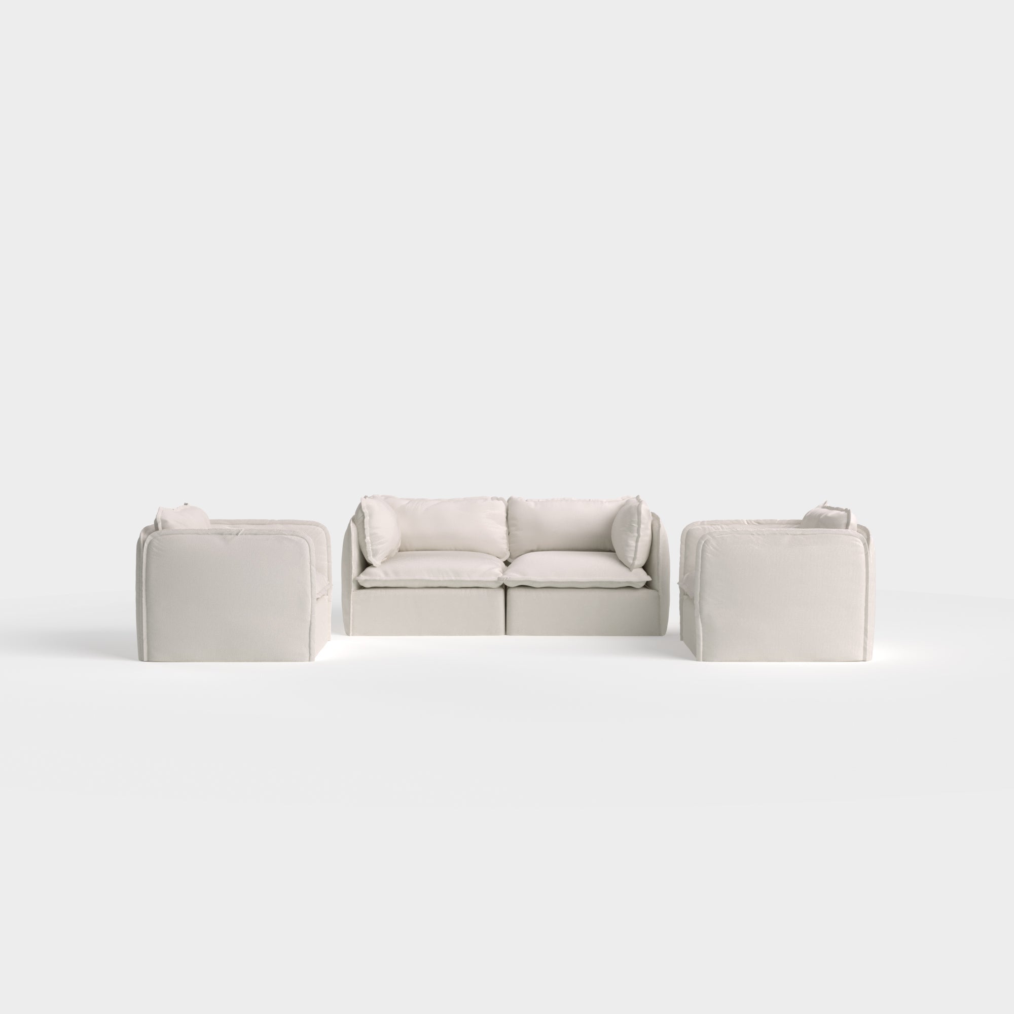 Slipcover Only - Modular Outdoor Washable 2-Seater Sofa + Armchair Set | Nano Slubweave in Chai