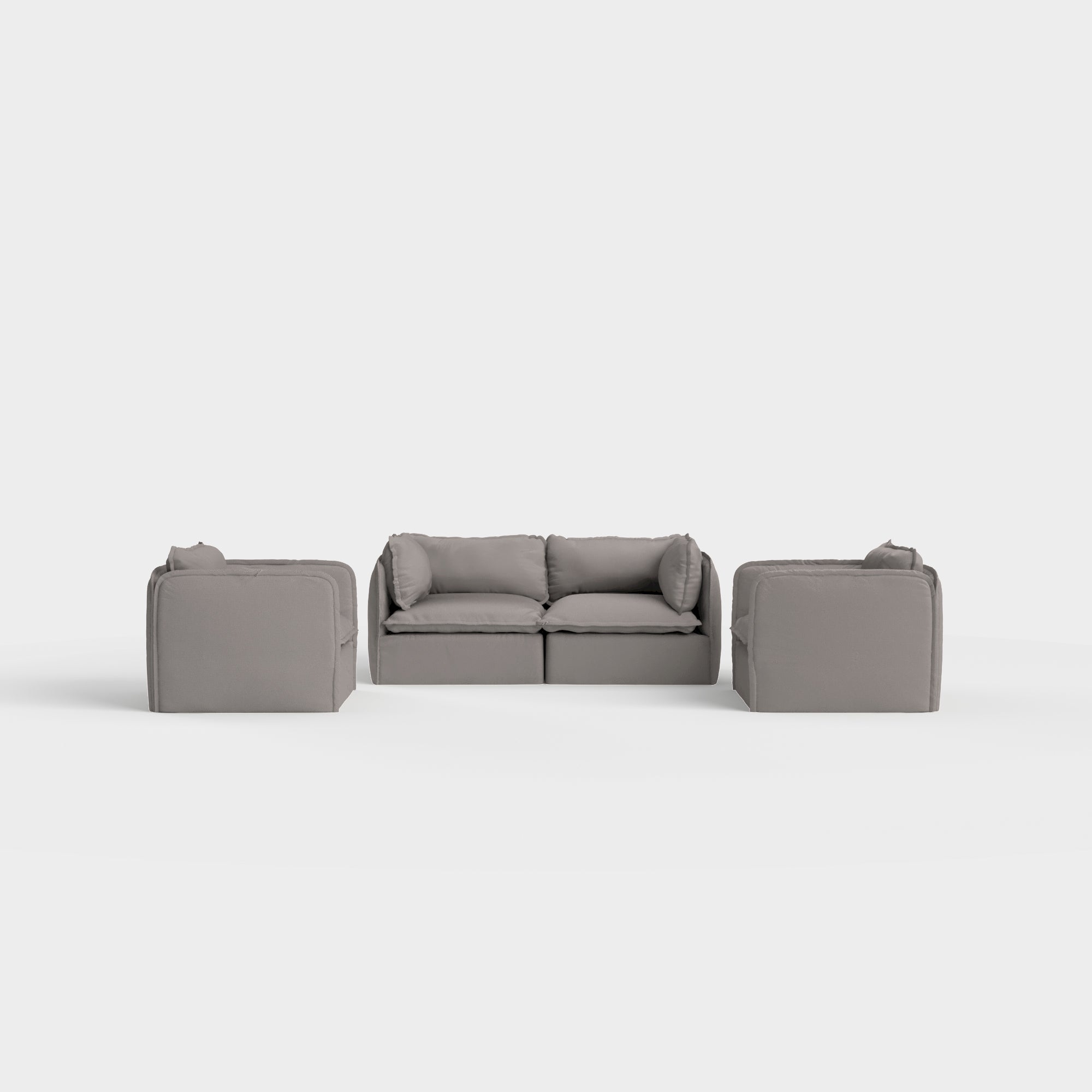 Slipcover Only - Modular Outdoor Washable 2-Seater Sofa + Armchair Set | Nano Slubweave in Haze Gray