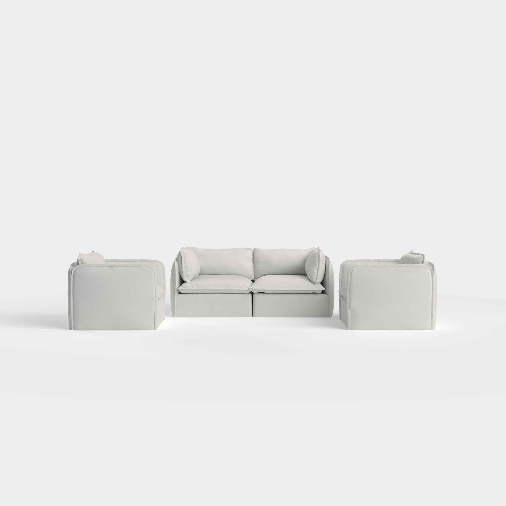 Slipcover Only - Modular Outdoor Washable 2-Seater Sofa + Armchair Set | Nano Slubweave in Mist