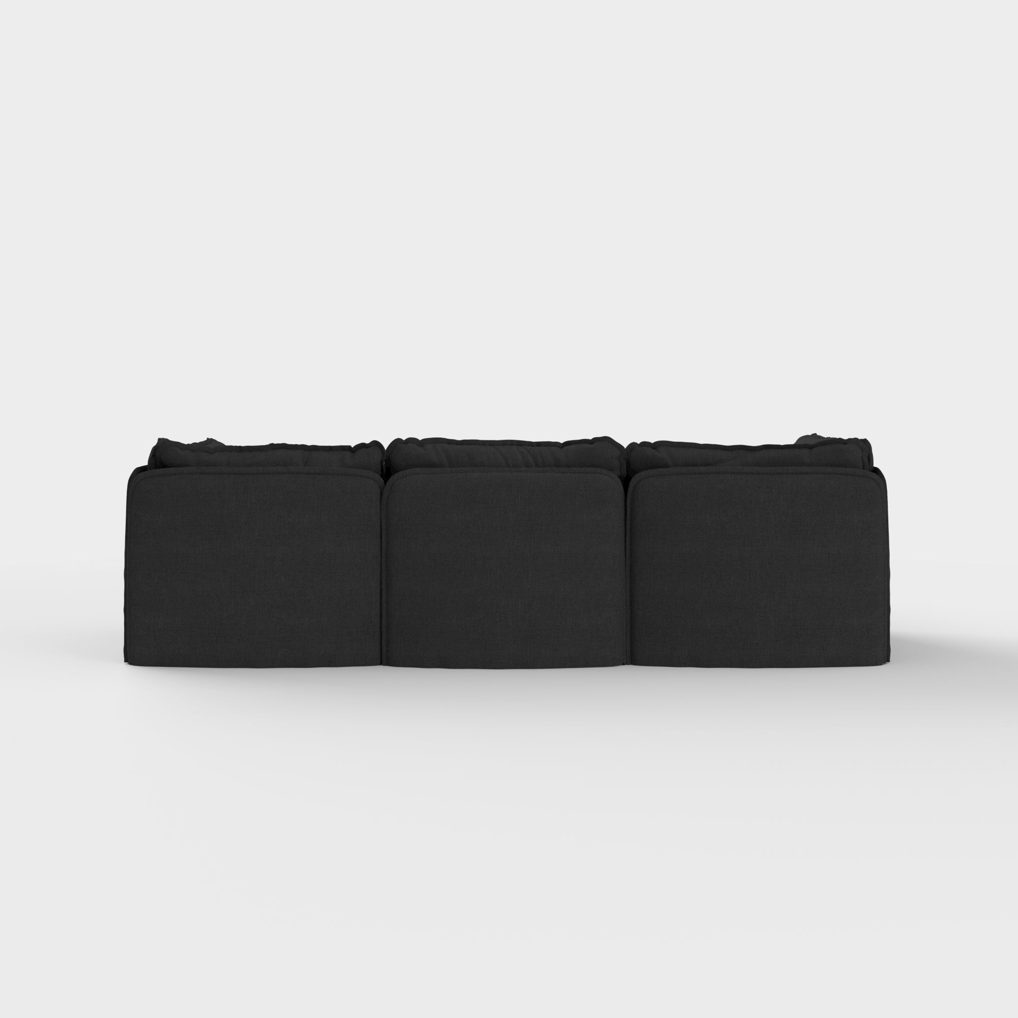 Slipcover Only - Modular Outdoor Washable 3-Seater + Bench Ottoman | Classic Canvas in Charcoal