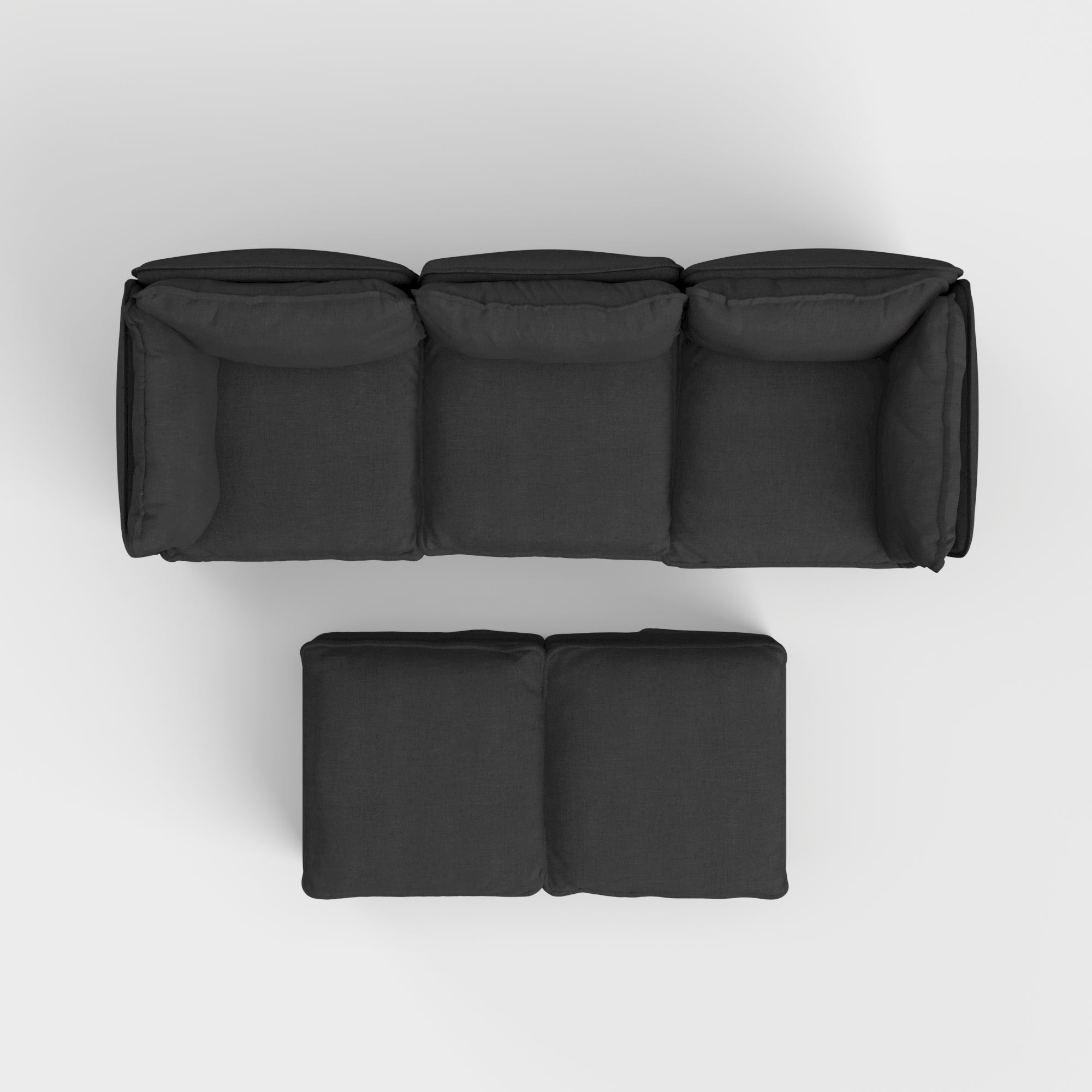 Slipcover Only - Modular Outdoor Washable 3-Seater + Bench Ottoman | Classic Canvas in Charcoal