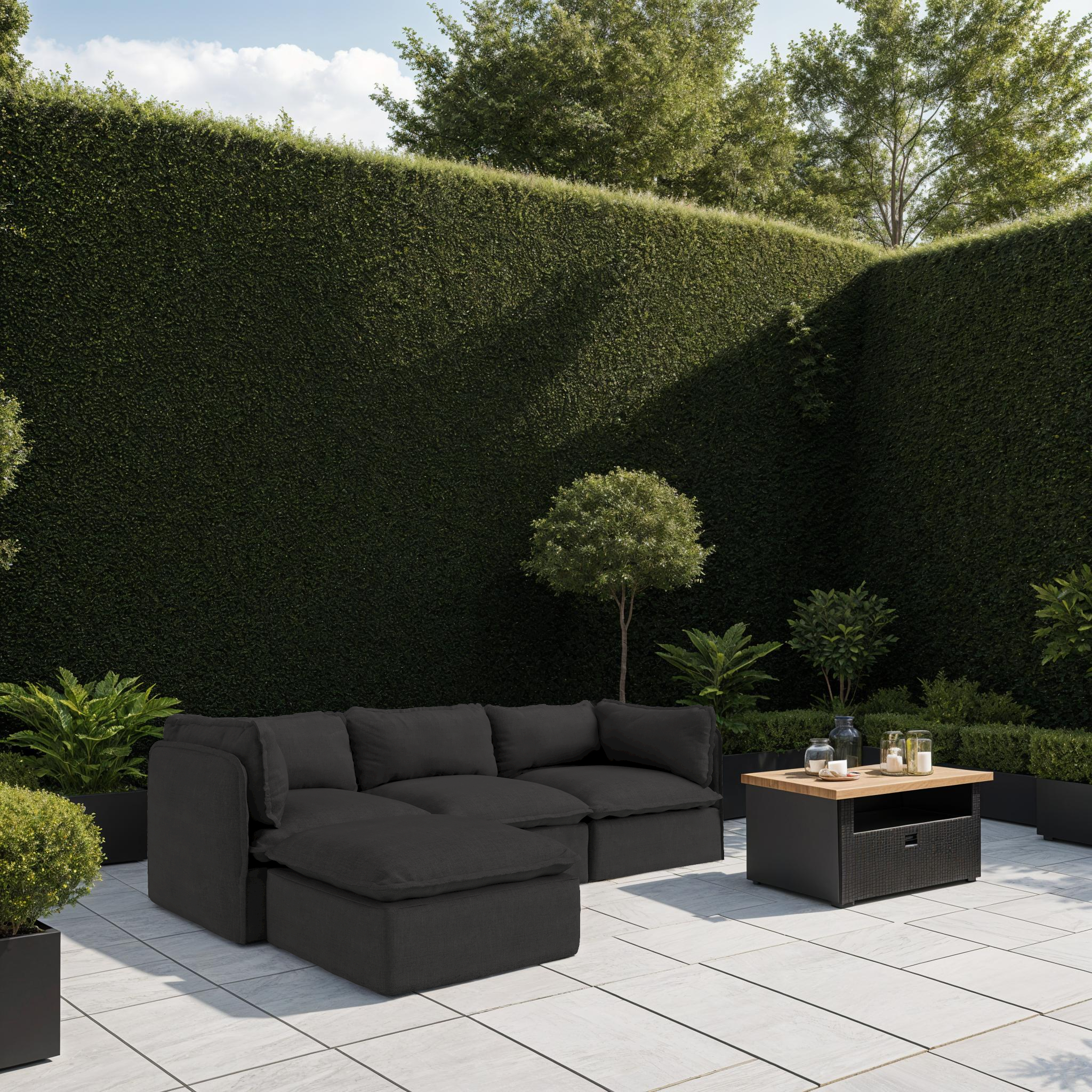 Slipcover Only - Modular Outdoor Washable 3-Seater + Bench Ottoman | Classic Canvas in Charcoal