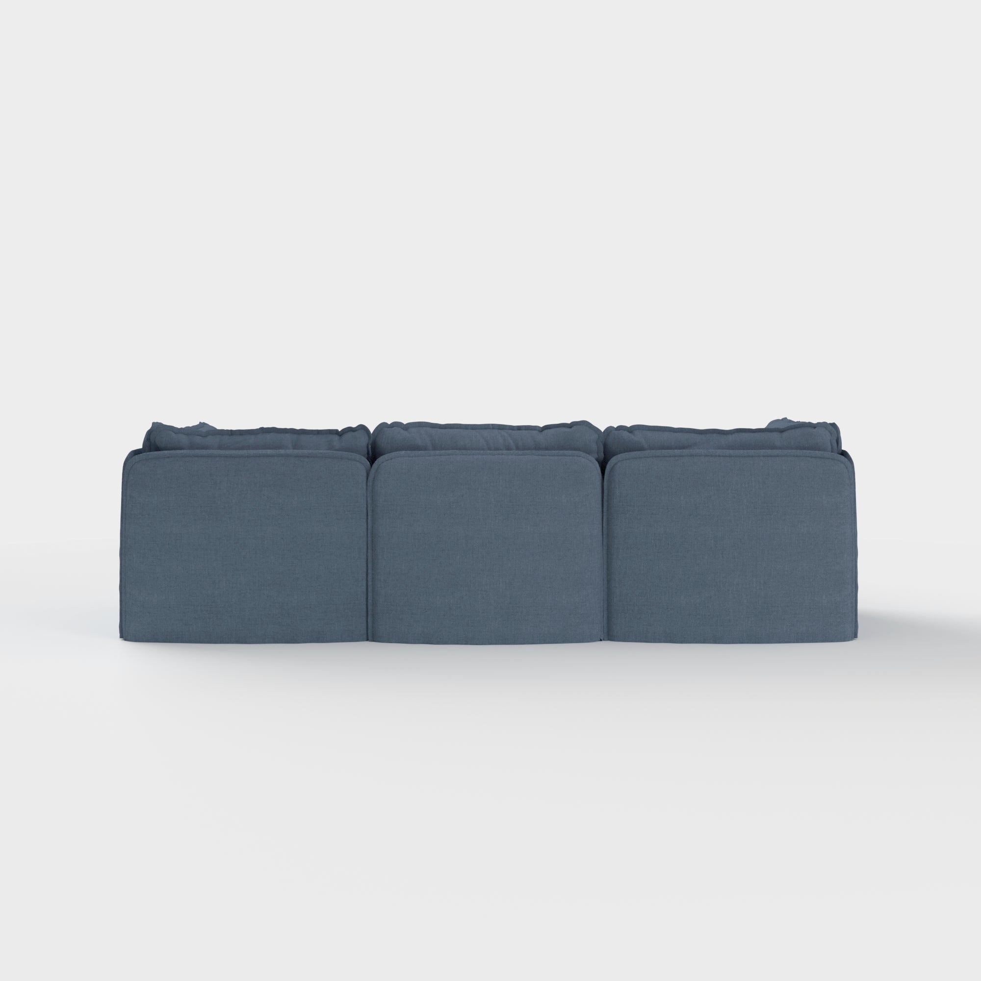 Slipcover Only - Modular Outdoor Washable 3-Seater + Bench Ottoman | Classic Canvas in Ocean