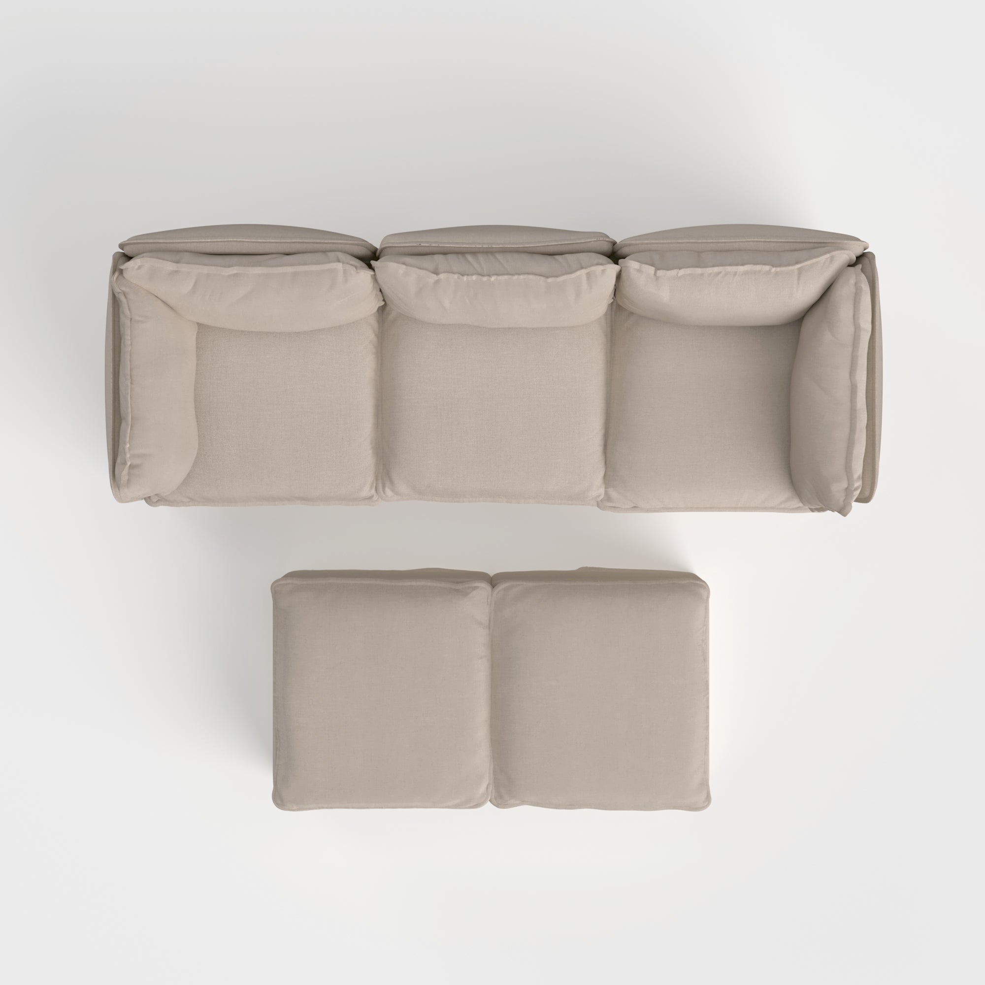 Slipcover Only - Modular Outdoor Washable 3-Seater + Bench Ottoman | Classic Canvas in Sand