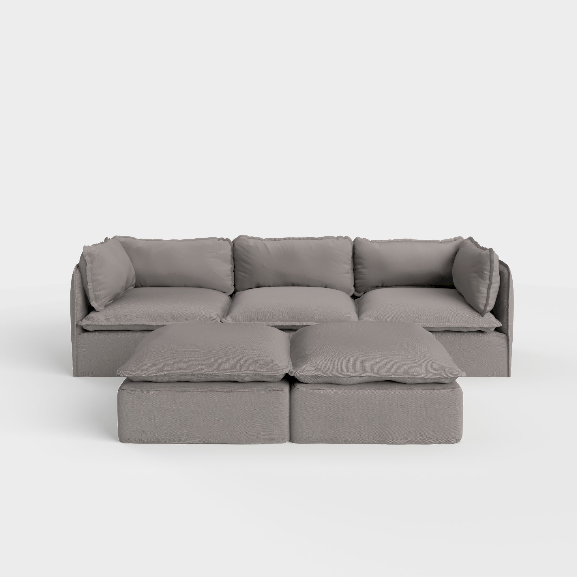 Slipcover Only - Modular Outdoor Washable 3-Seater + Bench Ottoman | Nano Slubweave in Haze Gray