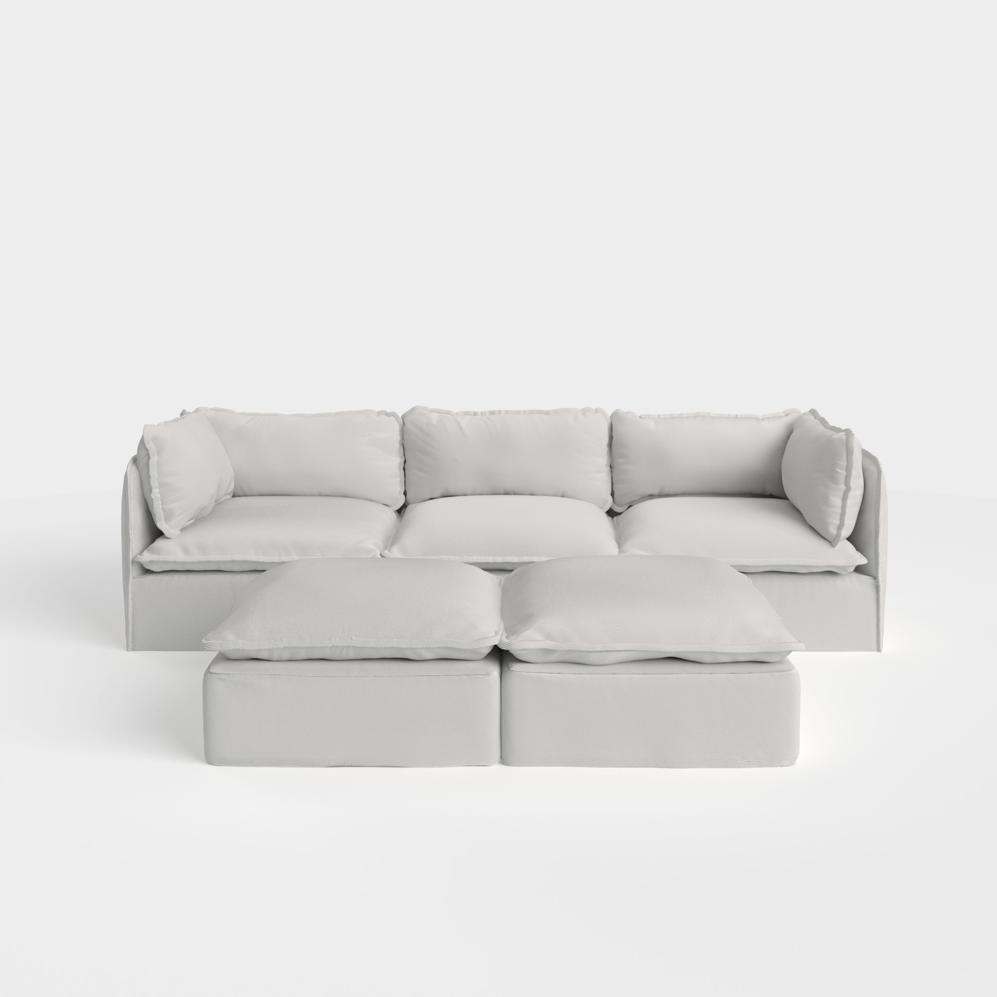 Slipcover Only - Modular Outdoor Washable 3-Seater + Bench Ottoman | Nano Slubweave in Mist