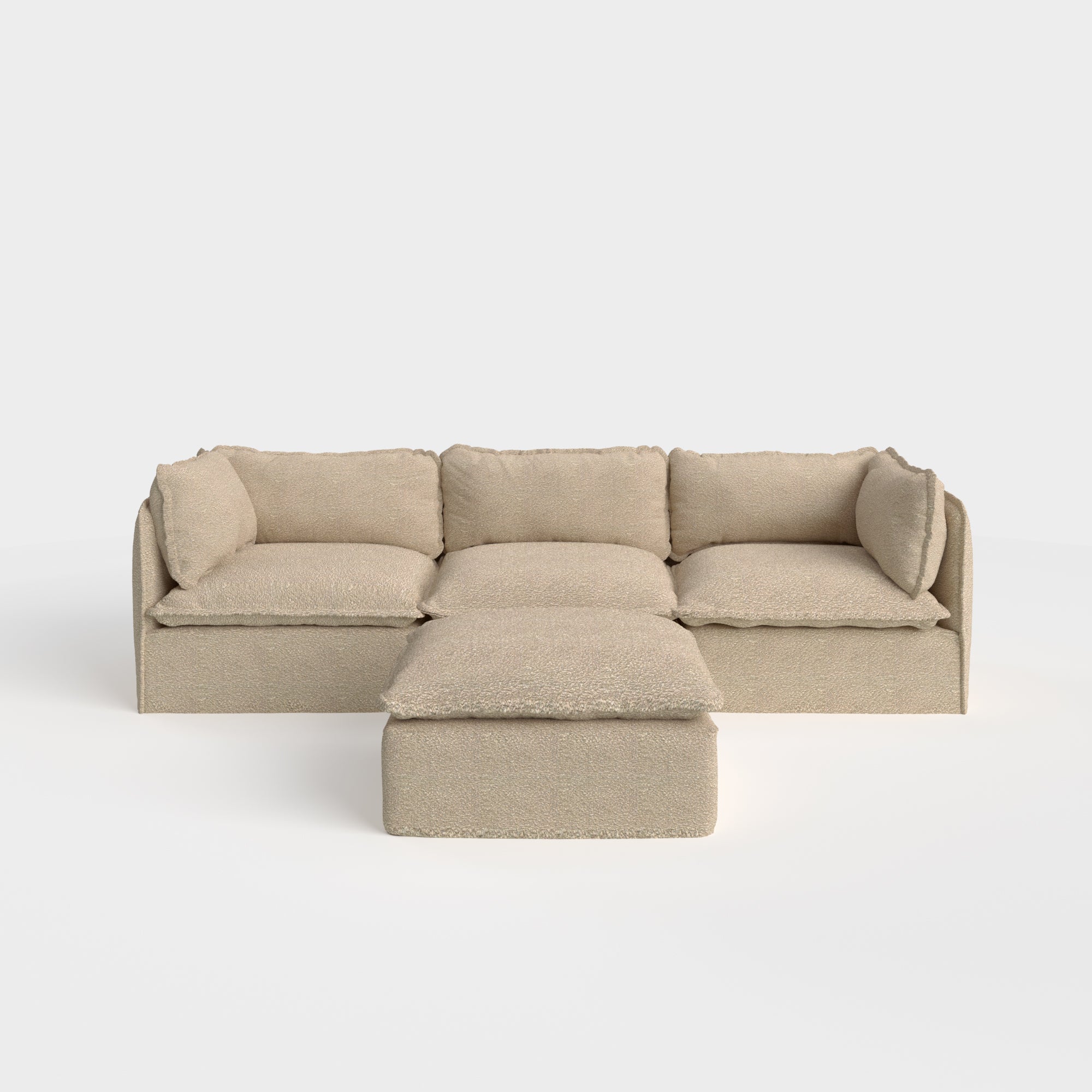 Slipcover Only - Modular Outdoor Washable 3-Seater + Ottoman | Alfresco Boucle in Cashew