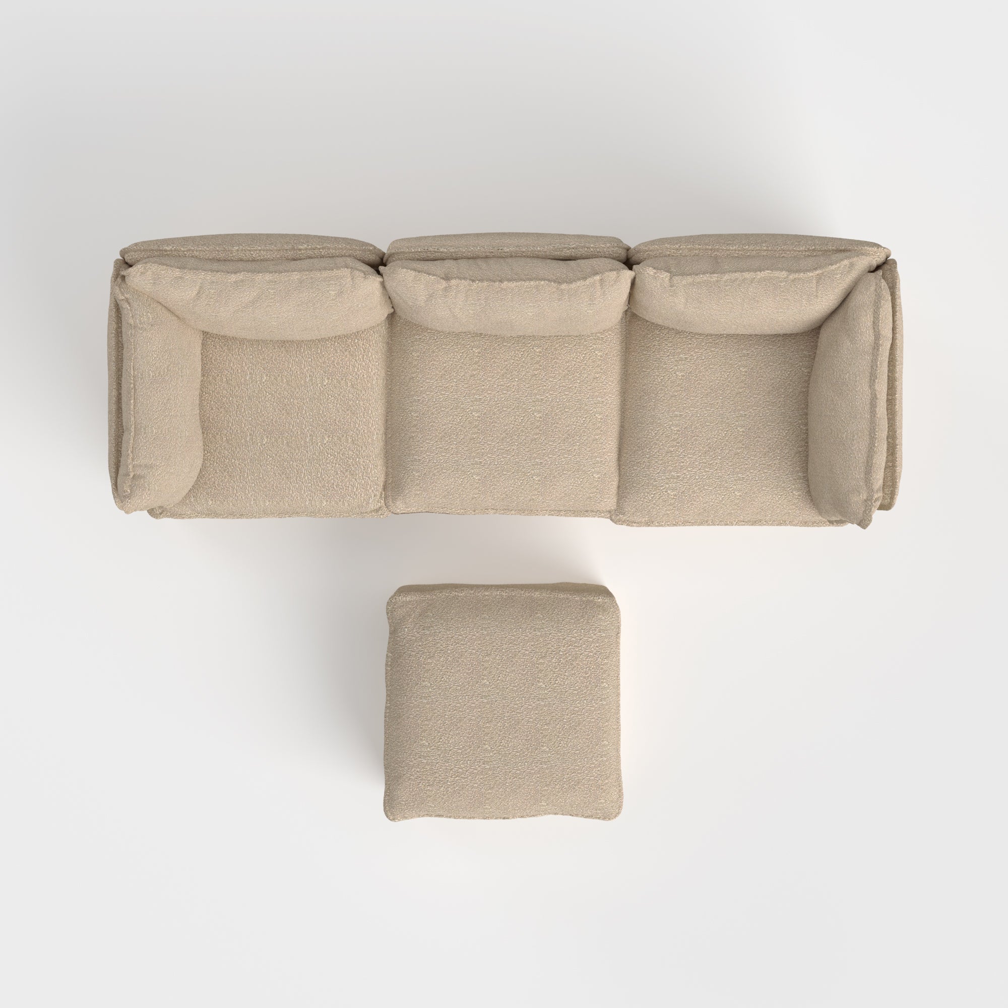 Slipcover Only - Modular Outdoor Washable 3-Seater + Ottoman | Alfresco Boucle in Cashew