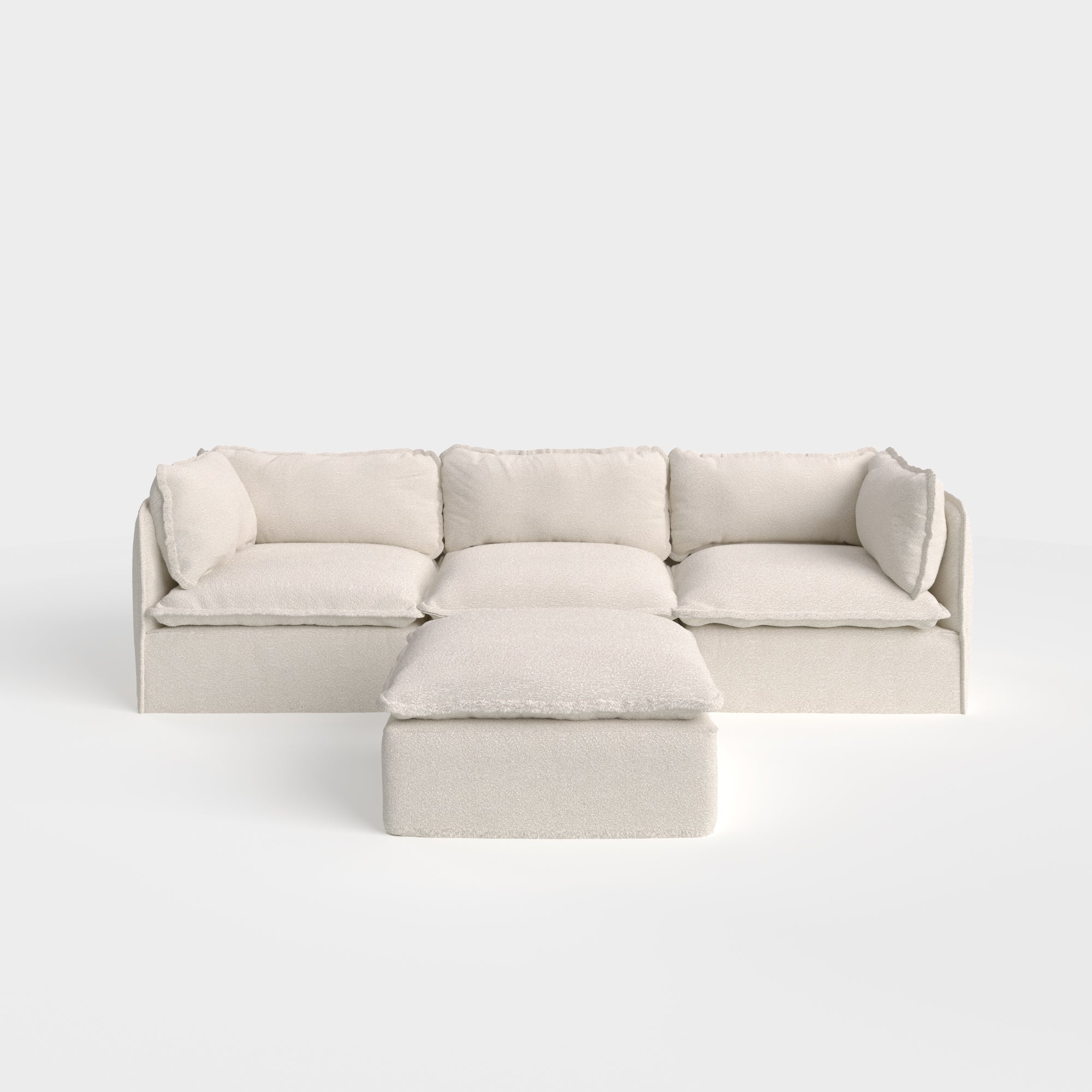 Slipcover Only - Modular Outdoor Washable 3-Seater + Ottoman | Alfresco Boucle in Creme