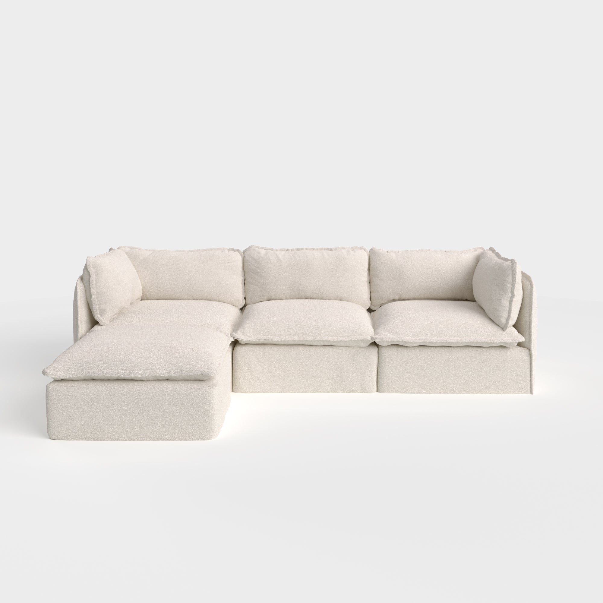Slipcover Only - Modular Outdoor Washable 3-Seater Sectional | Alfresco Boucle in Creme